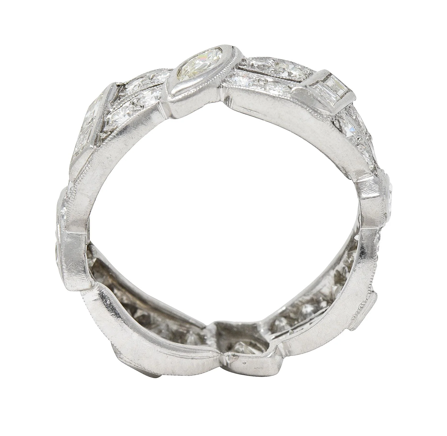 Tiffany & Co. Mid-Century 2.44 CTW Diamond Platinum Marquise Ribbon Band Ring - Image 4