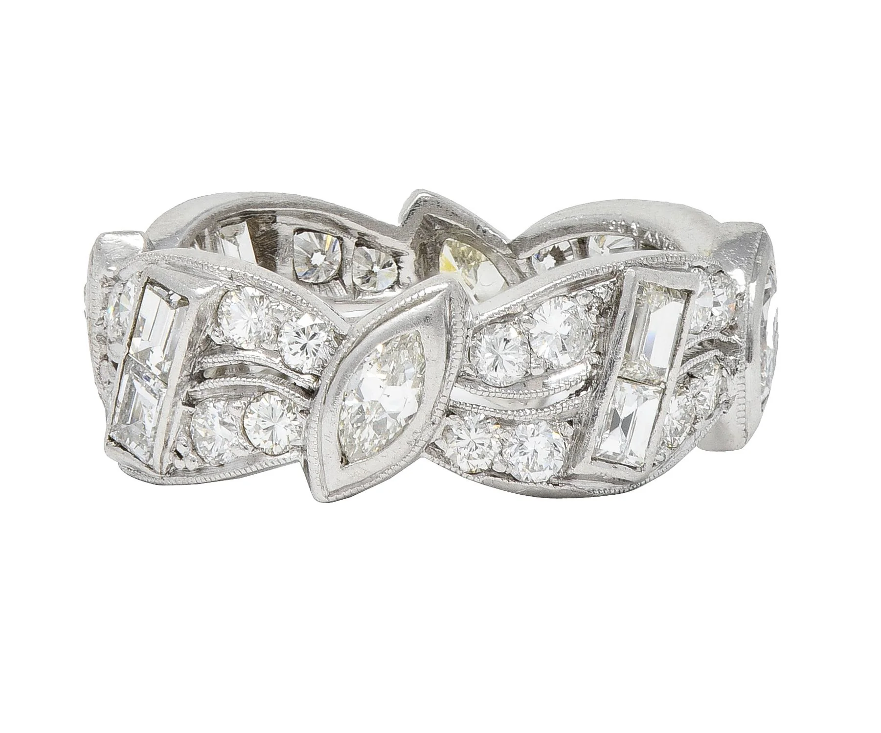 Tiffany & Co. Mid-Century 2.44 CTW Diamond Platinum Marquise Ribbon Band Ring - Image 5