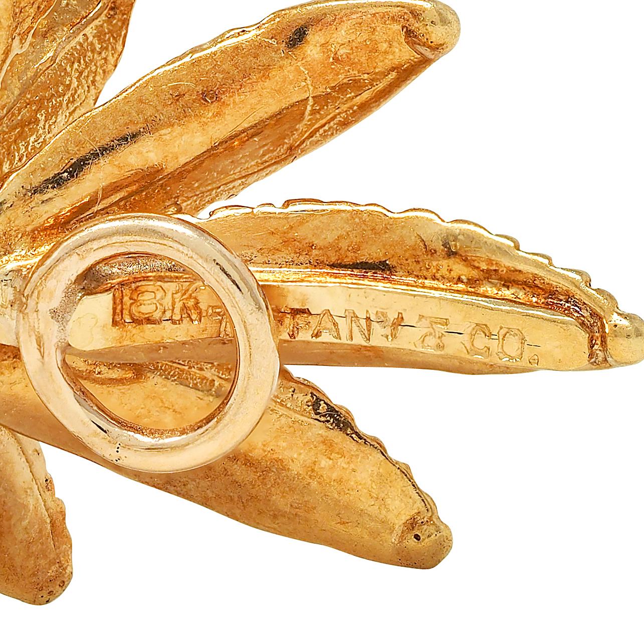 Tiffany & Co. Mid-Century Diamond 18 Karat Two-Tone Gold Vintage Flower Earrings - Image 8