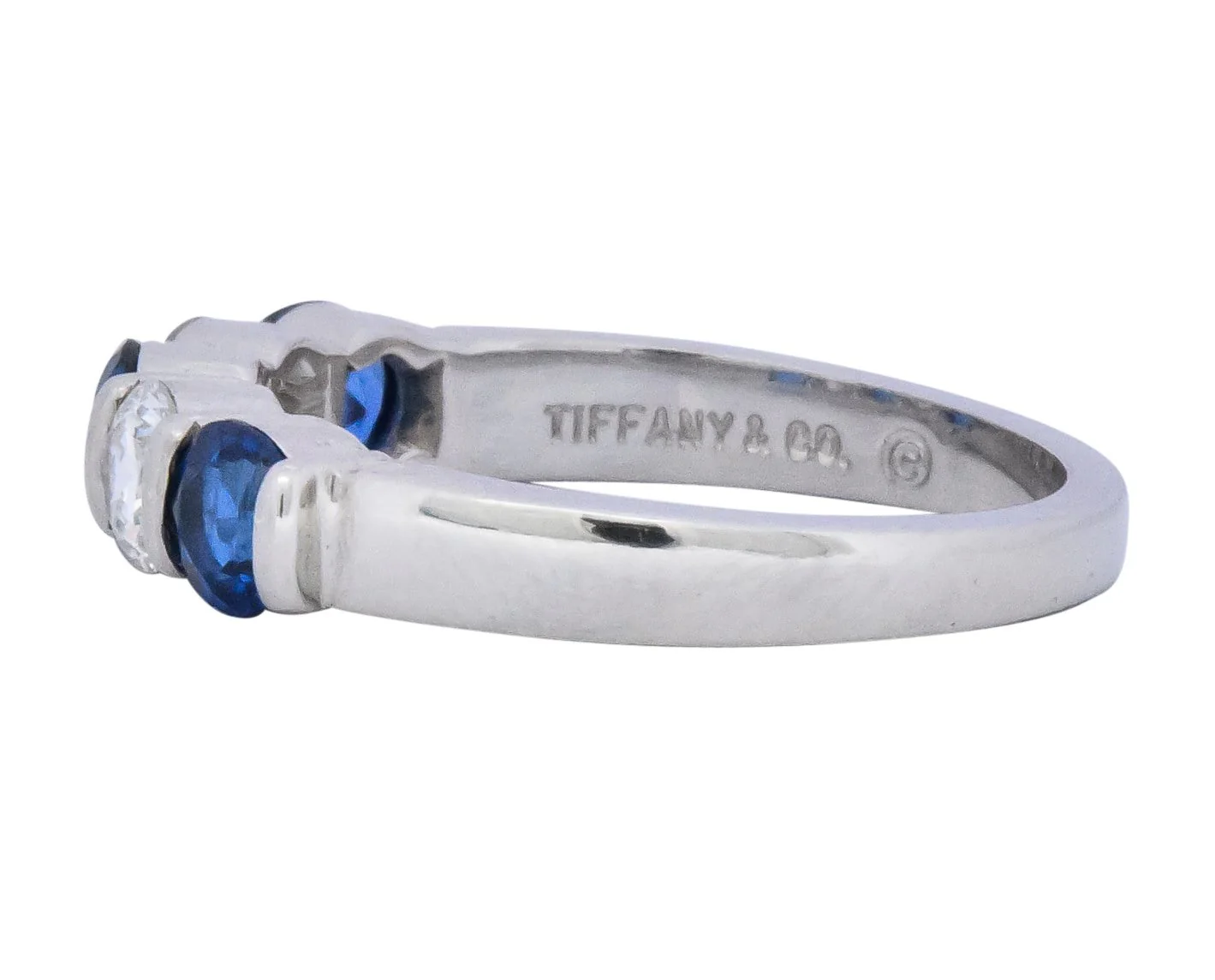 Tiffany & Co. Modern 1.46 CTW Diamond Sapphire Platinum Ring - Image 3
