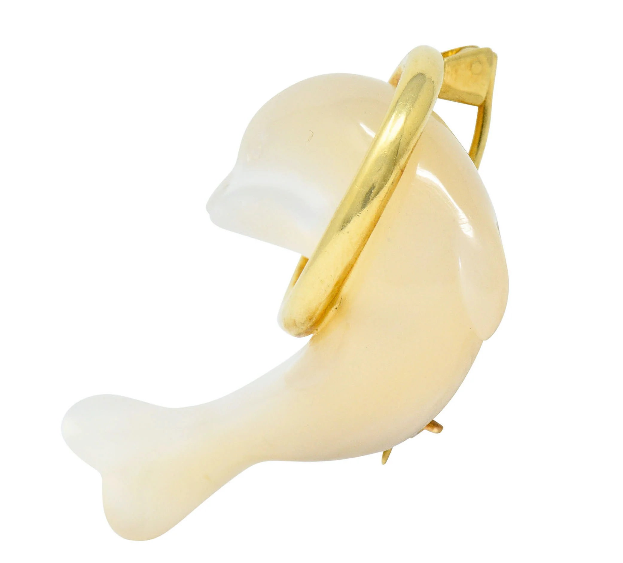 Tiffany & Co. Mother-Of-Pearl 18 Karat Gold Dolphin Brooch - Image 4