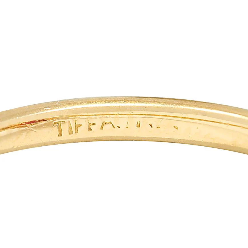 Tiffany & Co. No Heat Burma Ruby Diamond Platinum 18 Karat Yellow Gold Antique Three Stone Ring AGL - Image 8