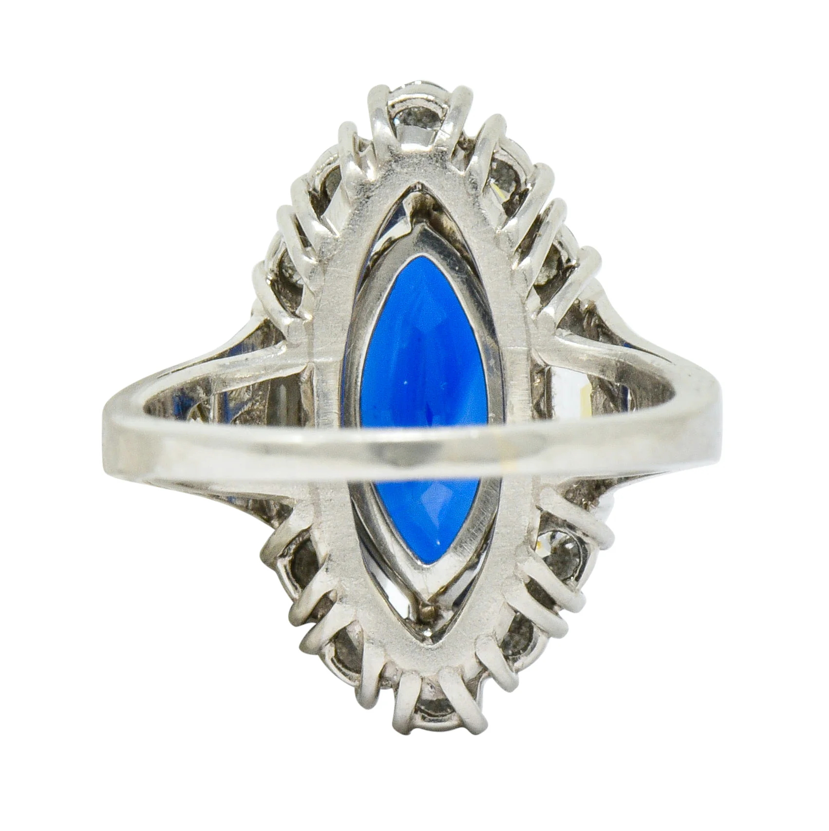 Tiffany & Co. No Heat Sapphire Diamond Platinum Navette Cluster Ring AGL - Image 4