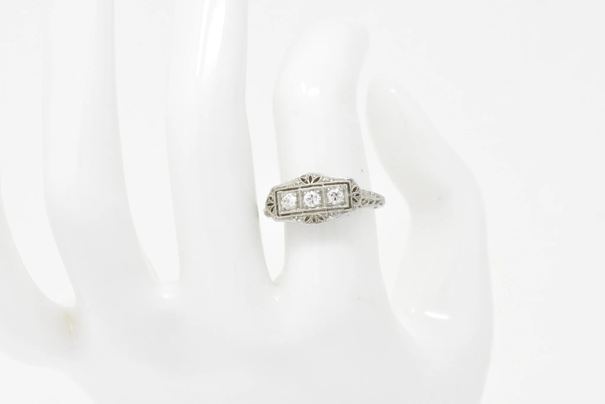 Tiffany & Co. Old European Diamond Platinum Panel Alternative Engagement Ring - Image 10