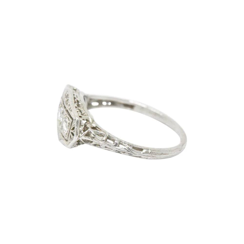 Tiffany & Co. Old European Diamond Platinum Panel Alternative Engagement Ring - Image 3