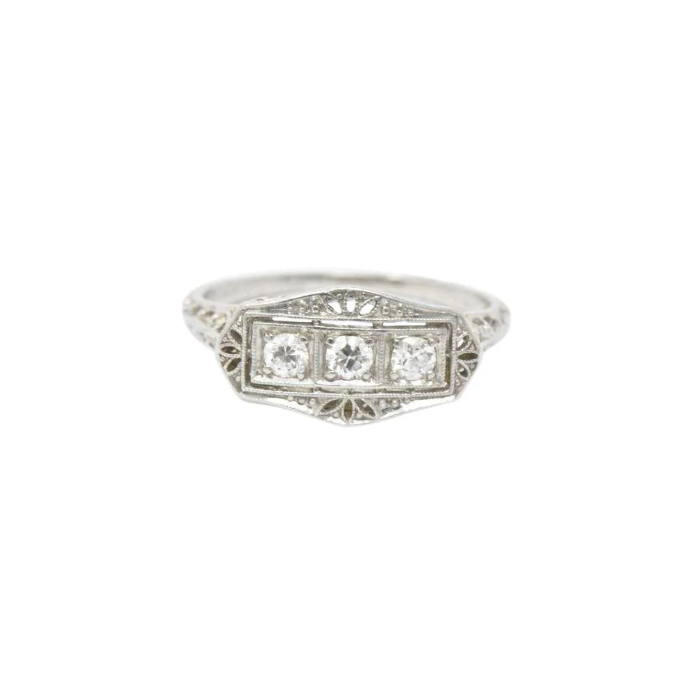 Tiffany & Co. Old European Diamond Platinum Panel Alternative Engagement Ring - Image 4