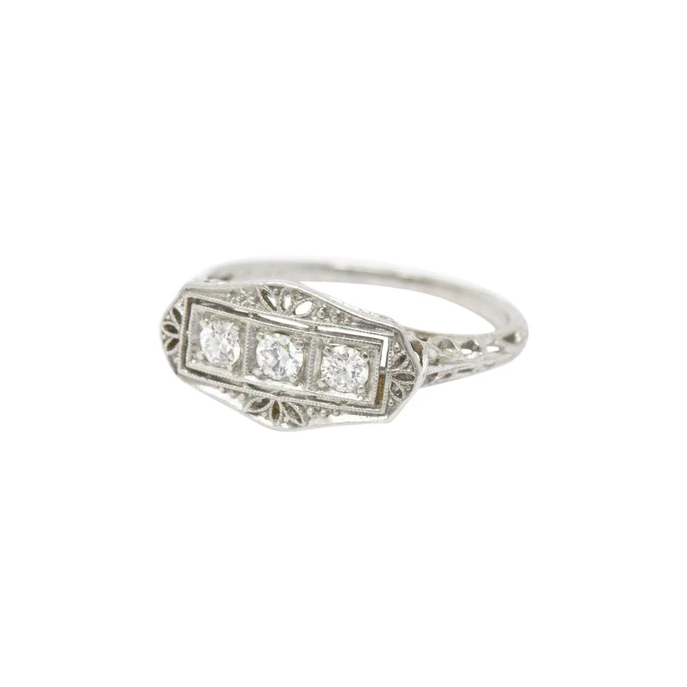 Tiffany & Co. Old European Diamond Platinum Panel Alternative Engagement Ring - Image 5