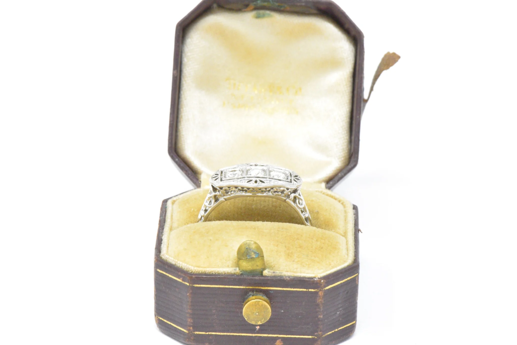 Tiffany & Co. Old European Diamond Platinum Panel Alternative Engagement Ring - Image 7