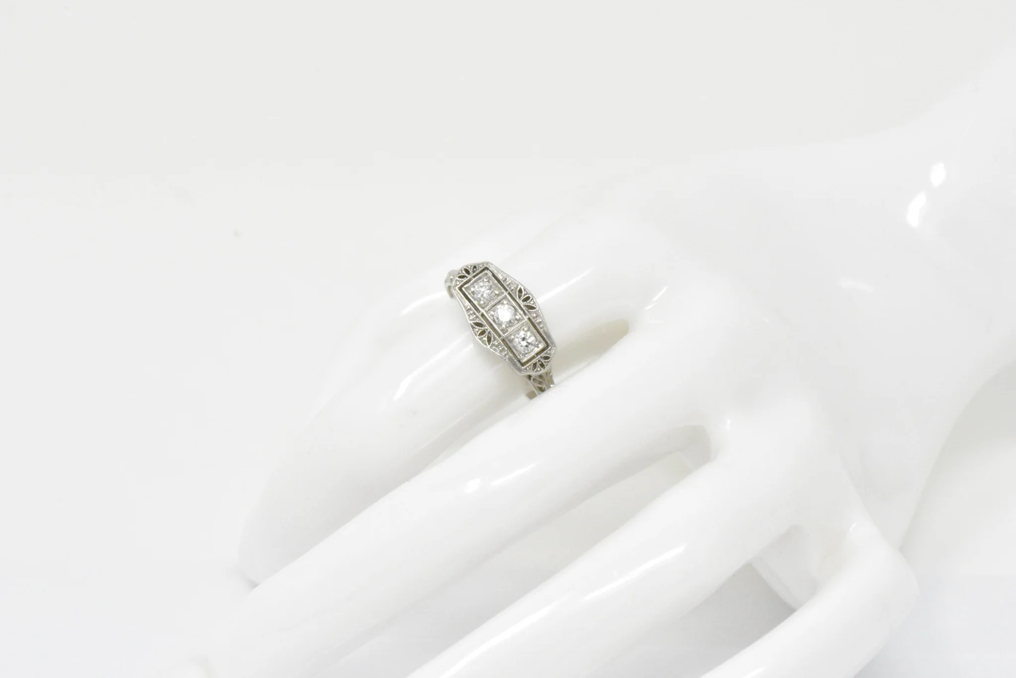 Tiffany & Co. Old European Diamond Platinum Panel Alternative Engagement Ring - Image 8