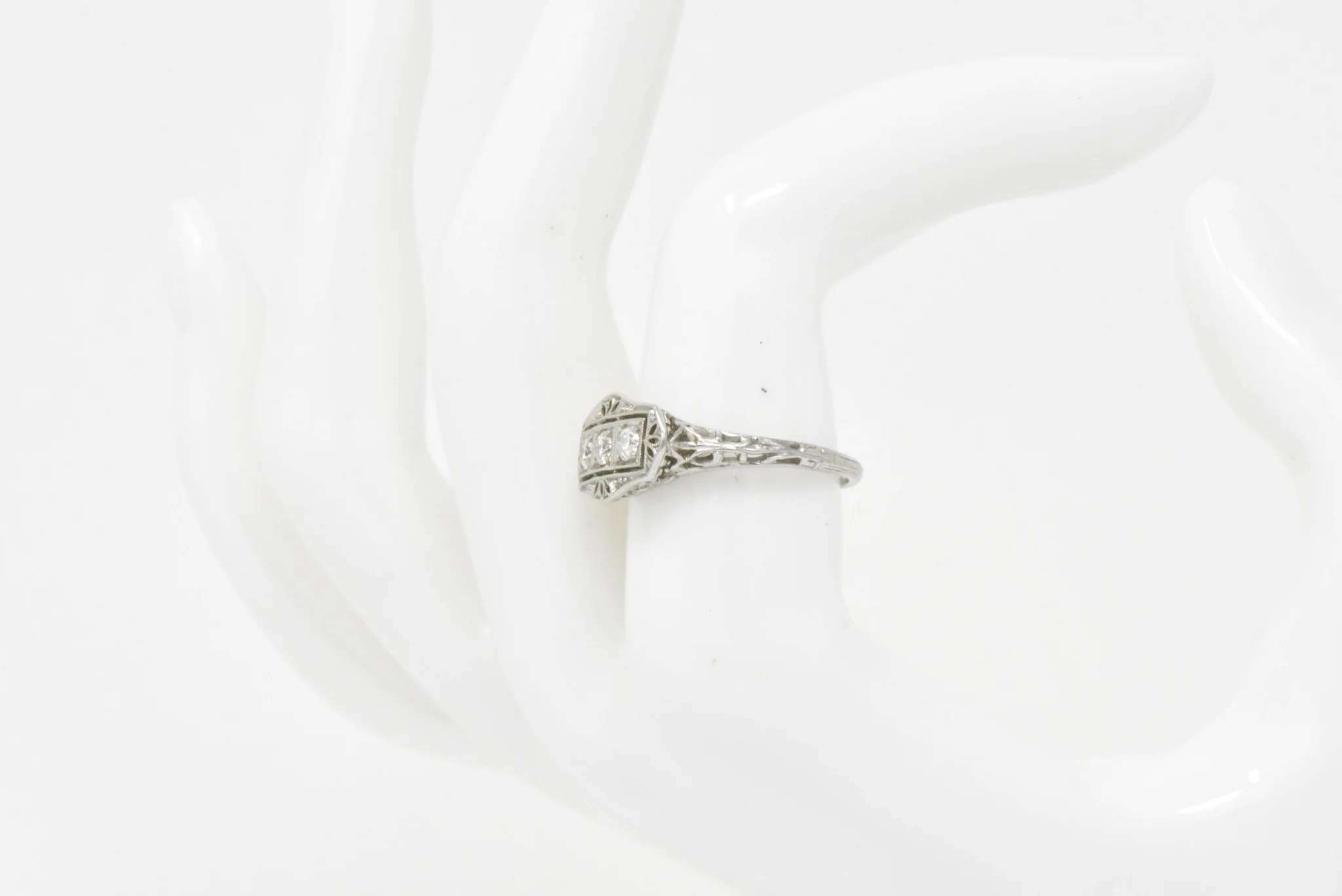 Tiffany & Co. Old European Diamond Platinum Panel Alternative Engagement Ring - Image 9