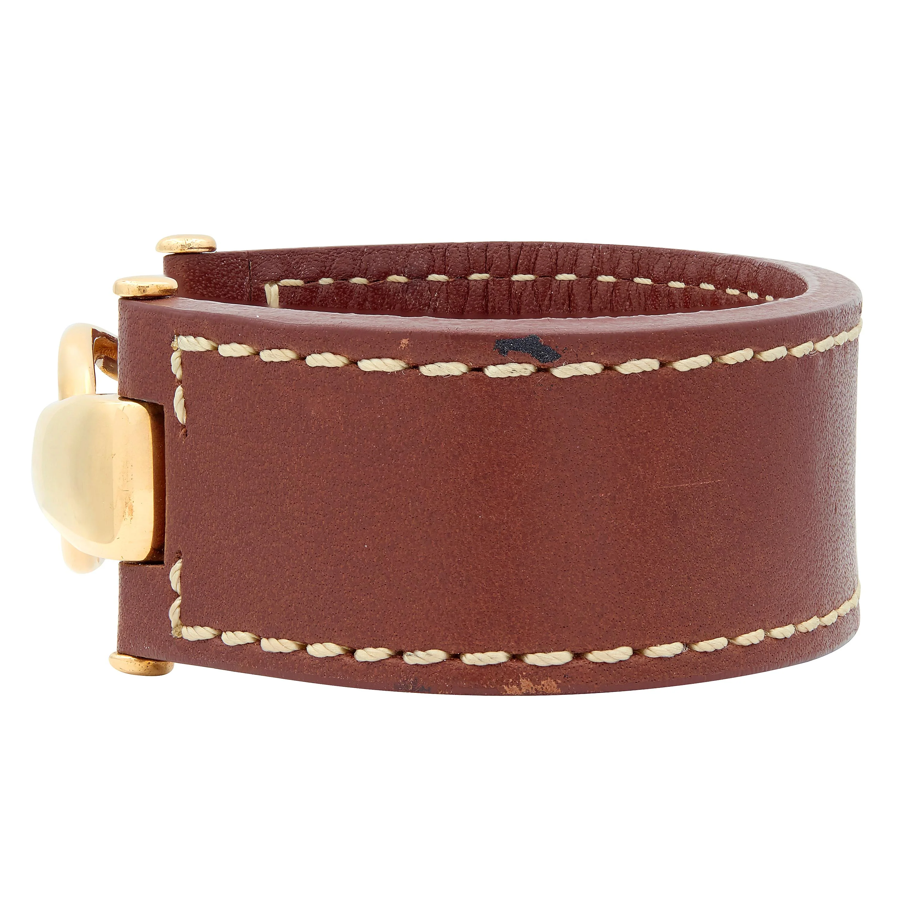 Tiffany & Co. Paloma Picasso 18 Karat Yellow Gold Vintage Leather Bracelet - Image 6