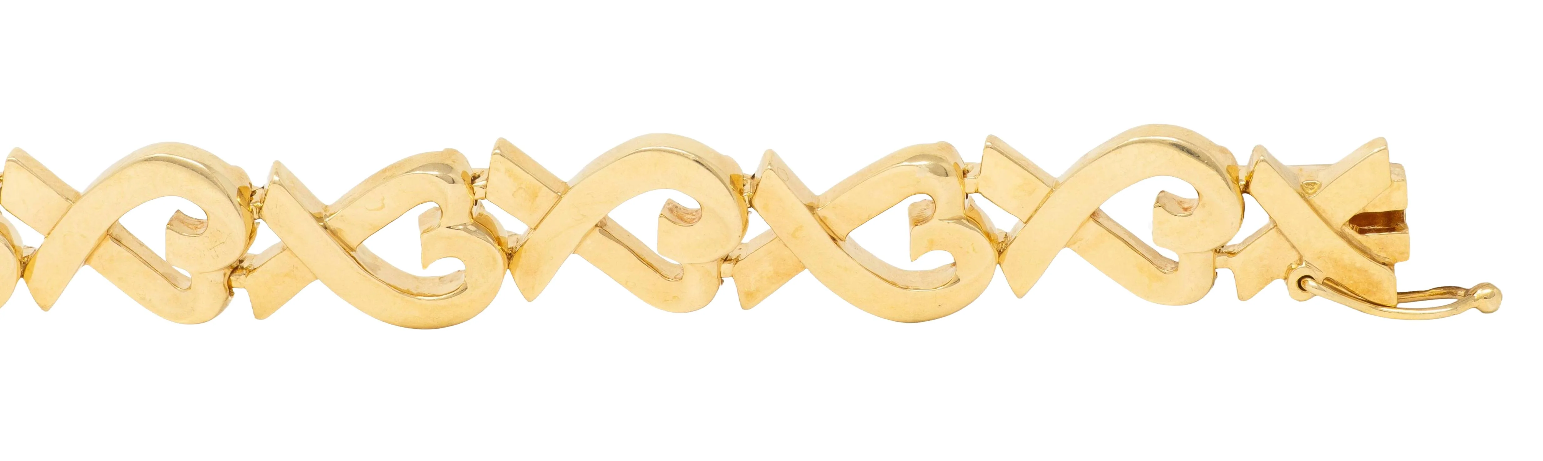 Tiffany & Co. Paloma Picasso 1980's 18 Karat Yellow Gold Vintage Loving Hearts Link Bracelet - Image 5