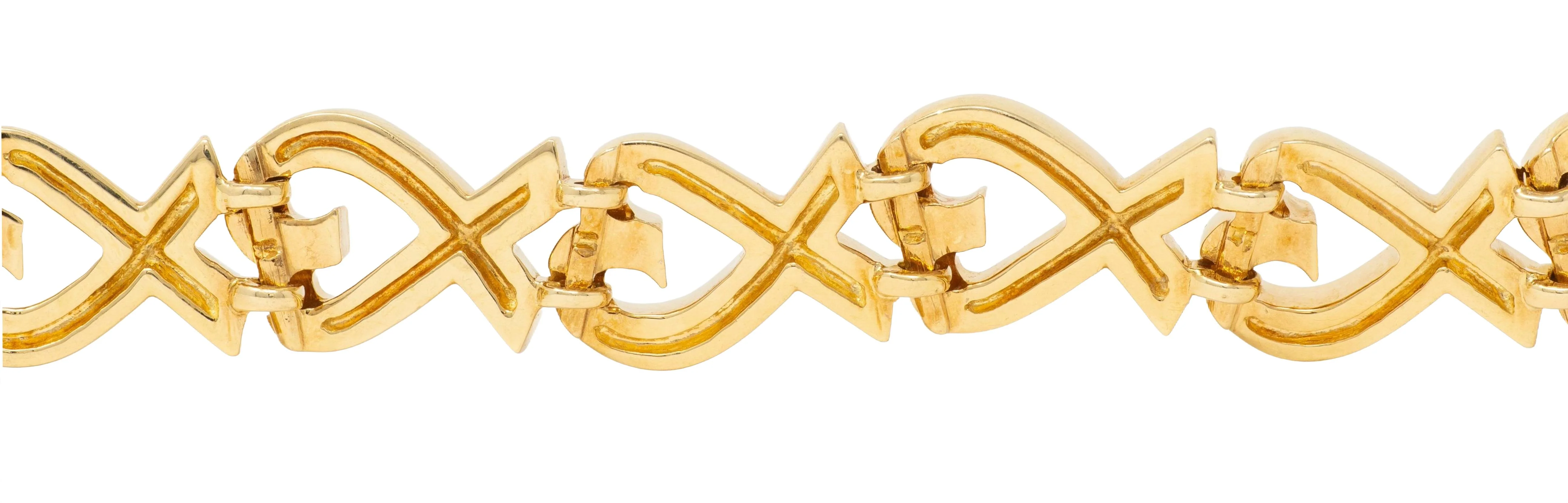 Tiffany & Co. Paloma Picasso 1980's 18 Karat Yellow Gold Vintage Loving Hearts Link Bracelet - Image 7
