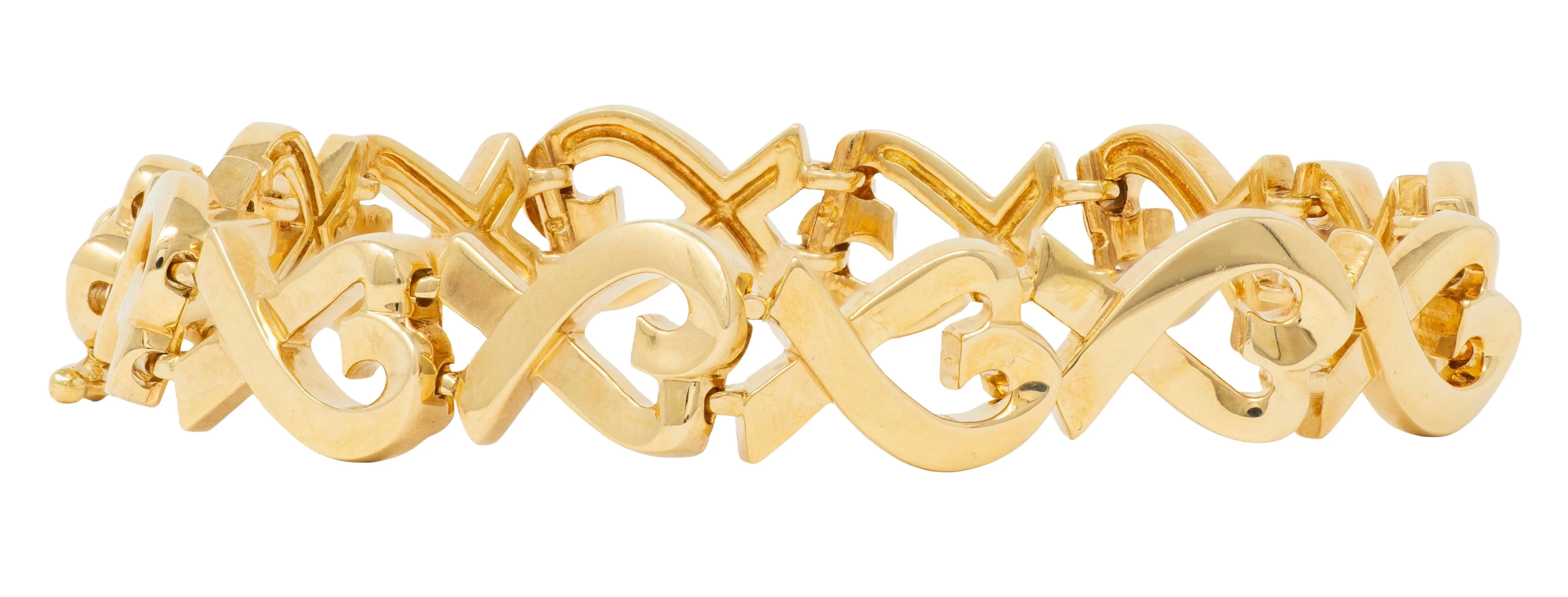 Tiffany & Co. Paloma Picasso 1980's 18 Karat Yellow Gold Vintage Loving Hearts Link Bracelet - Image 8
