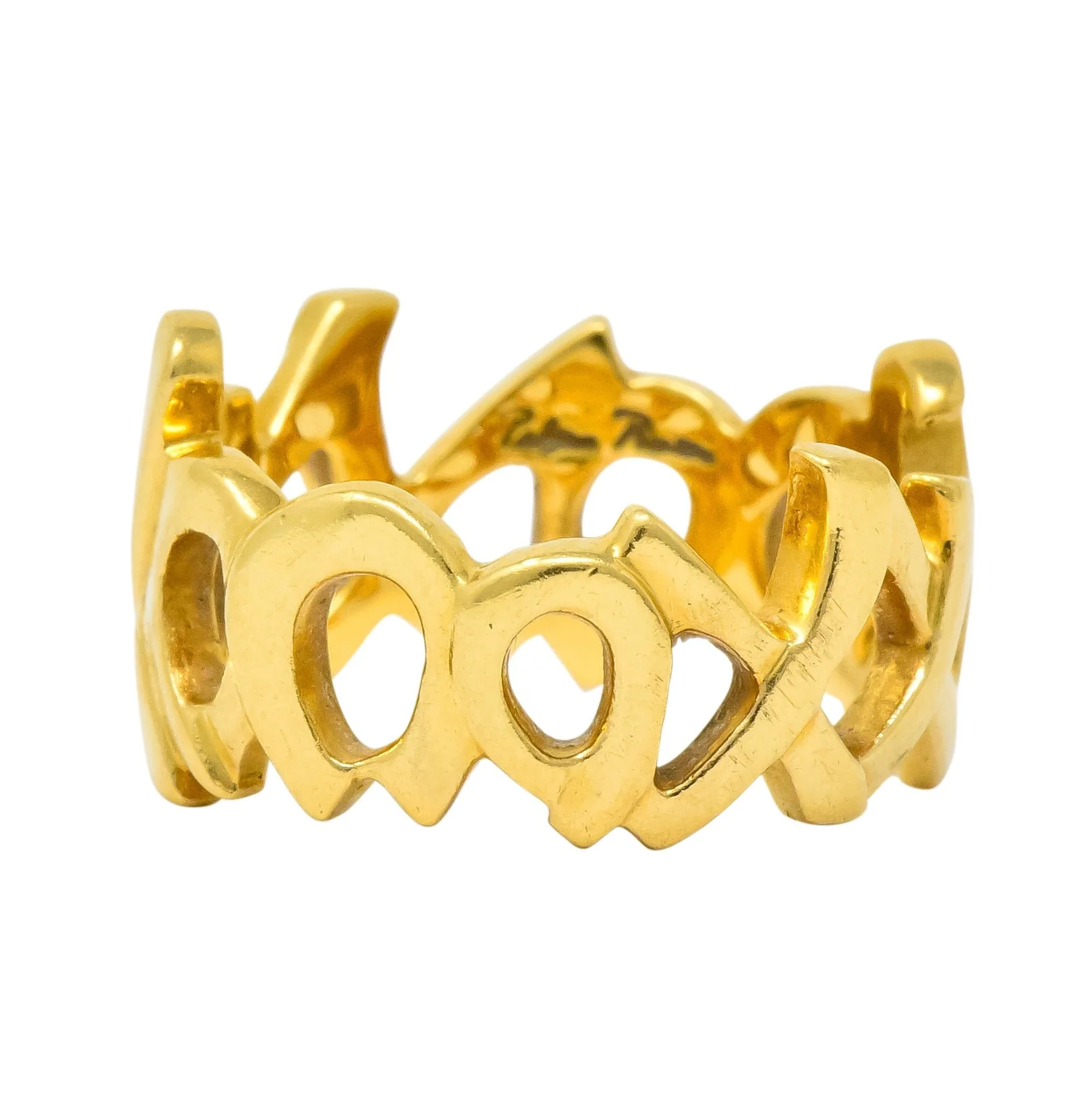 Tiffany & Co. Paloma Picasso 1984 18 Karat Gold Graffiti Love And Kisses Band Ring - Image 2
