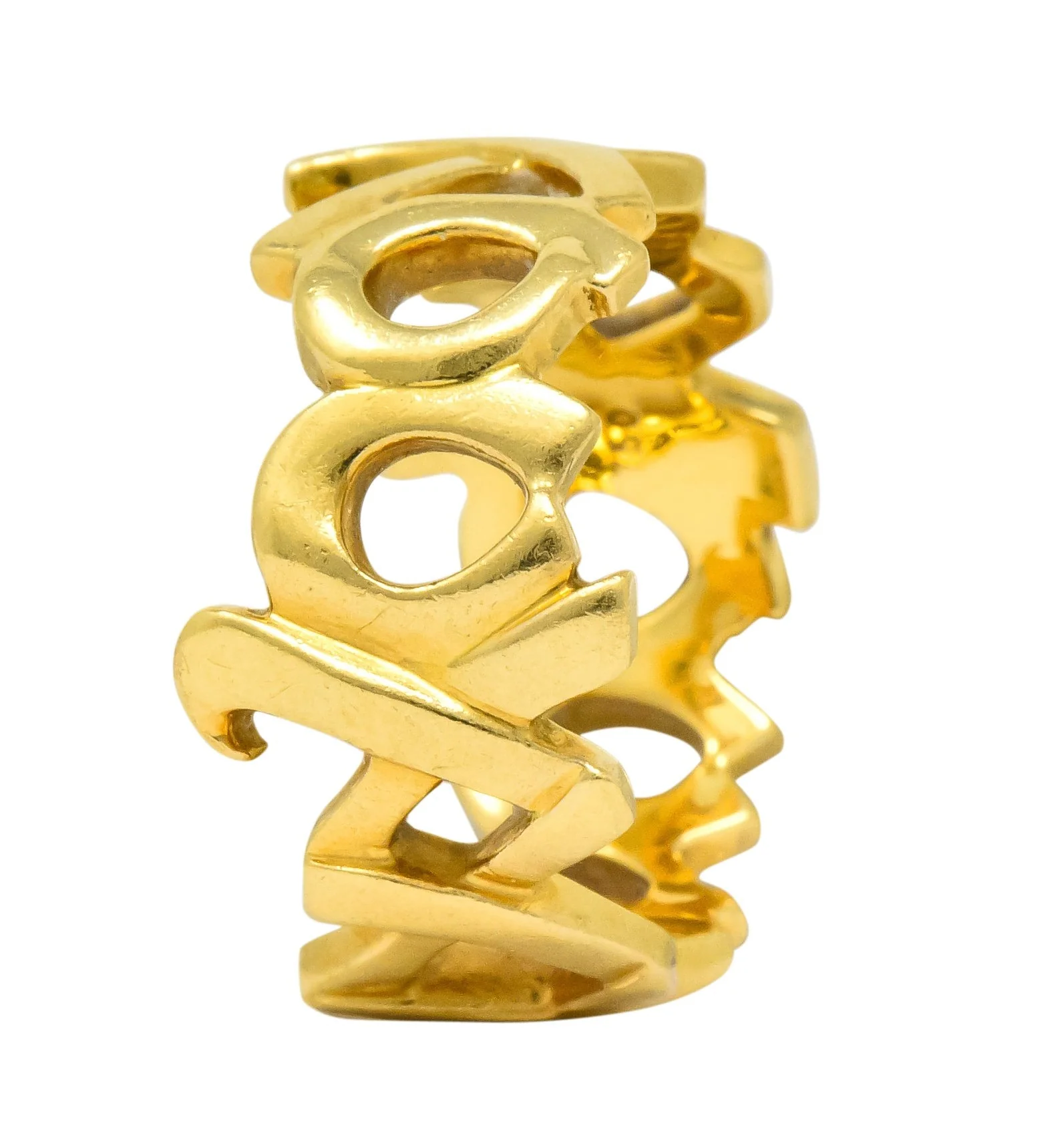 Tiffany & Co. Paloma Picasso 1984 18 Karat Gold Graffiti Love And Kisses Band Ring - Image 3