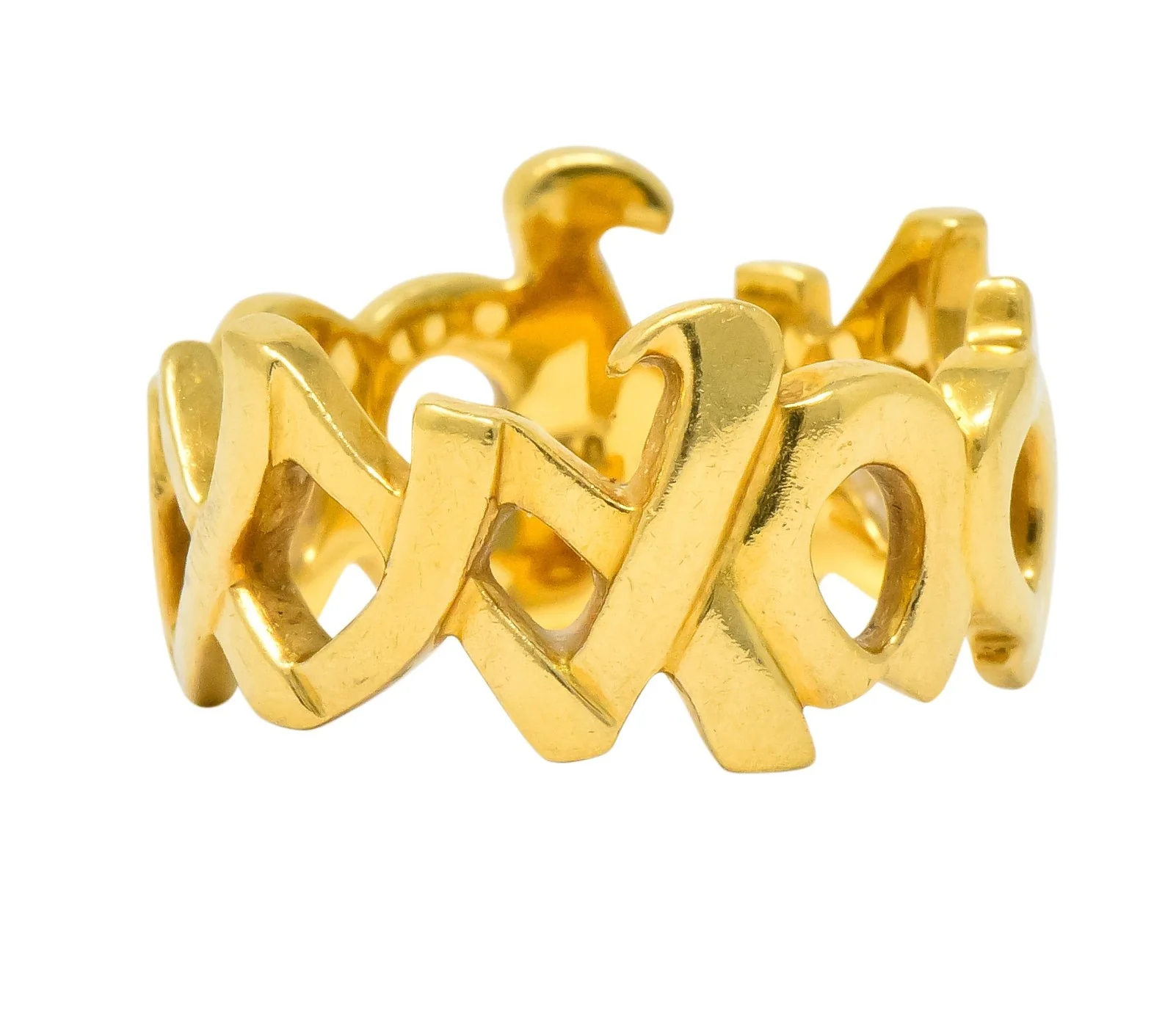 Tiffany & Co. Paloma Picasso 1984 18 Karat Gold Graffiti Love And Kisses Band Ring - Image 4