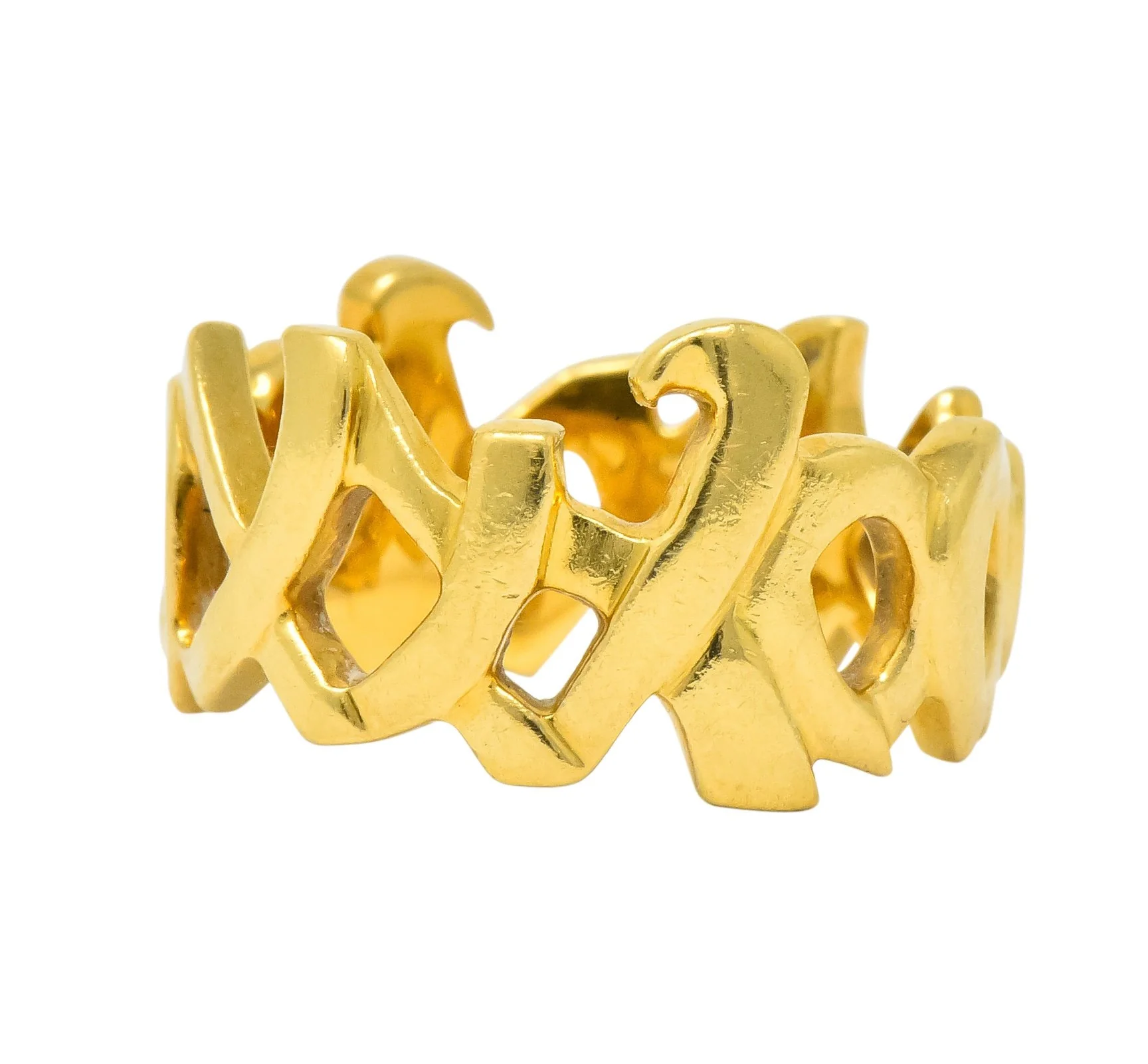 Tiffany & Co. Paloma Picasso 1984 18 Karat Gold Graffiti Love And Kisses Band Ring - Image 6