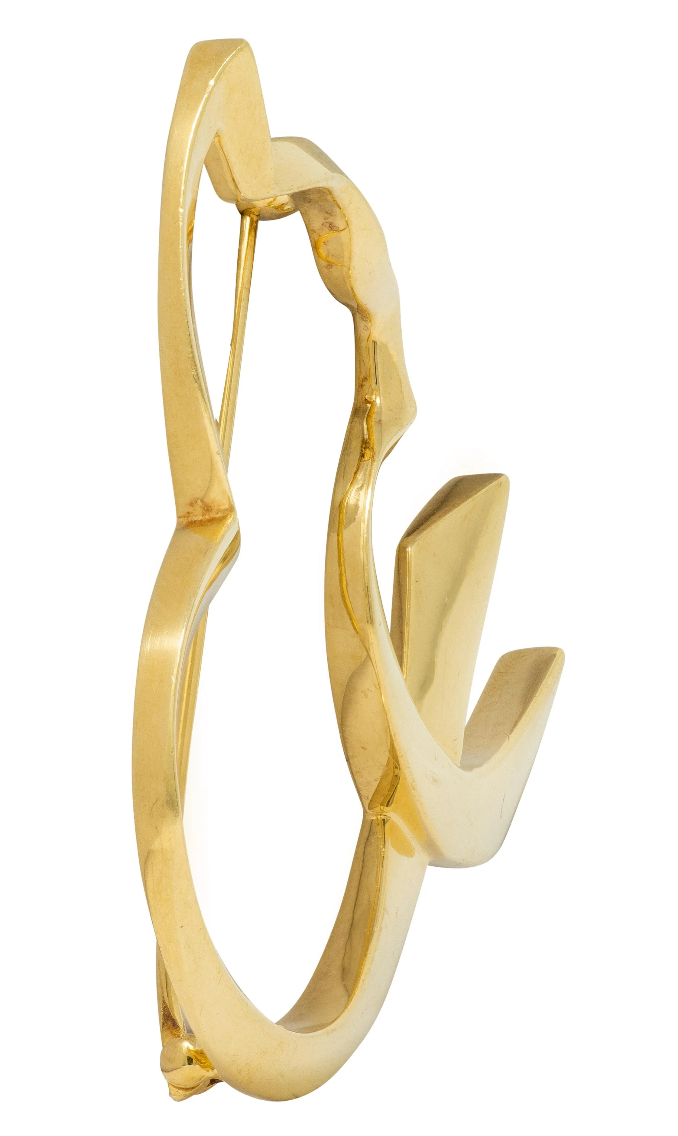 Tiffany & Co. Paloma Picasso 1990's 18 Karat Yellow Gold Vintage Cat Heart Brooch - Image 6