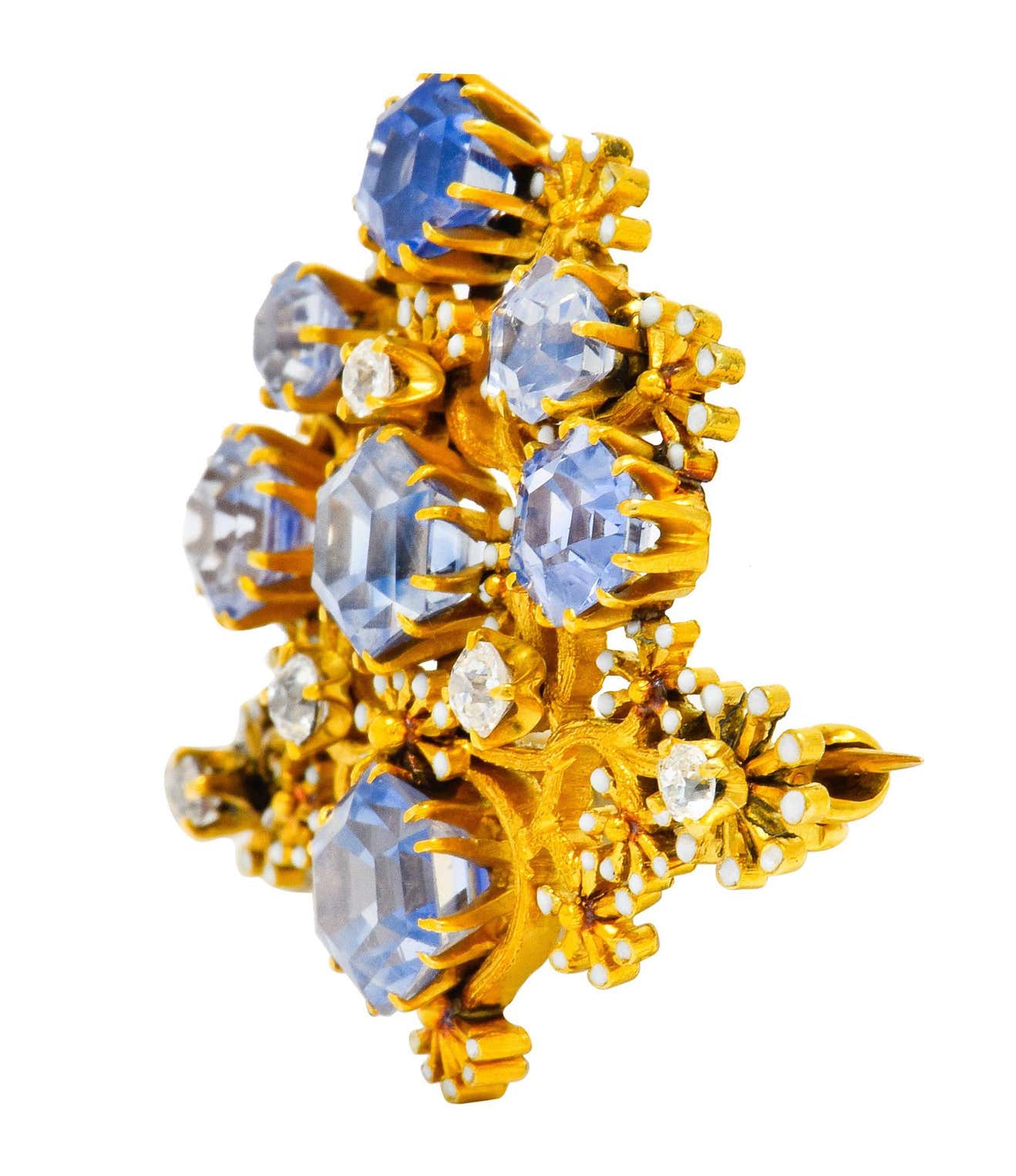 Tiffany & Co. Paulding Farnham 5.85 Carat Sapphire Diamond Enamel 18 Karat Gold - Image 3