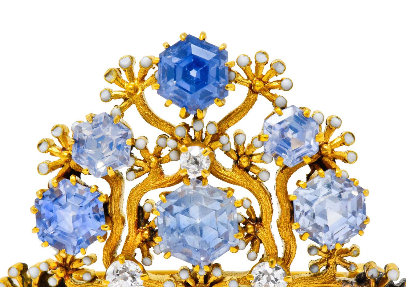 Tiffany & Co. Paulding Farnham 5.85 Carat Sapphire Diamond Enamel 18 Karat Gold - Image 7