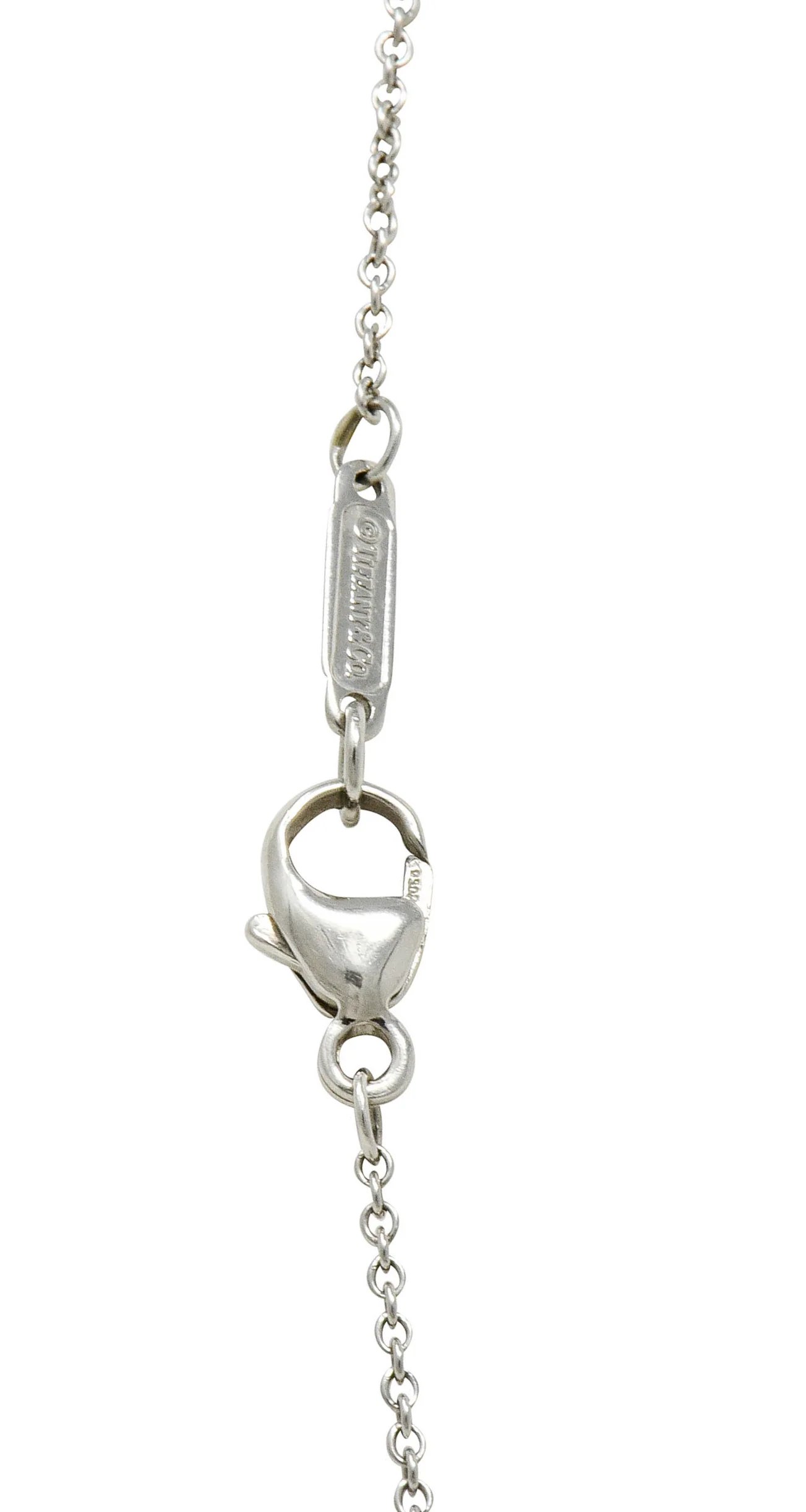 Tiffany & Co. Pink Sapphire Diamond Platinum Legacy Pendant Necklace - Image 8