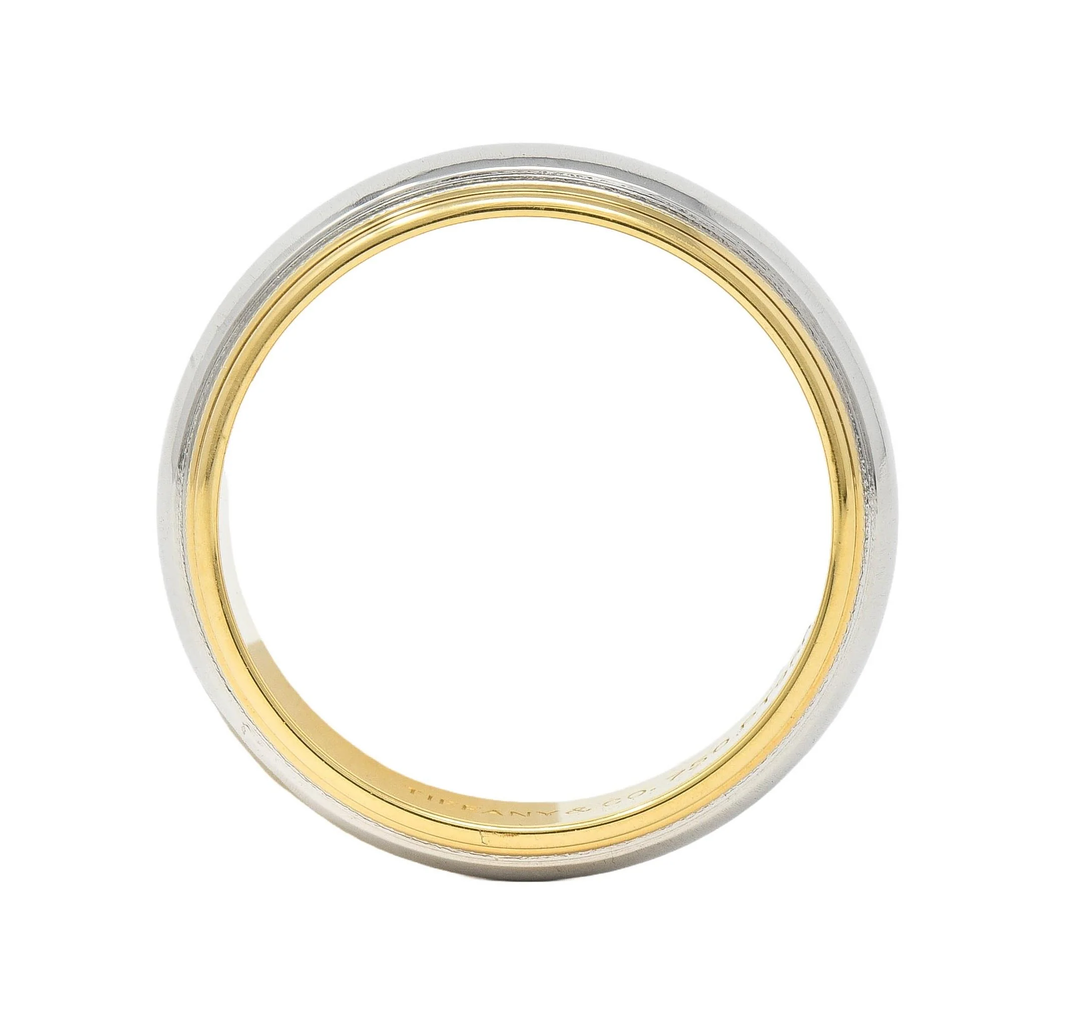 Tiffany & Co. Platinum 18 Karat Yellow Gold Contemporary Wedding Band Ring - Image 6