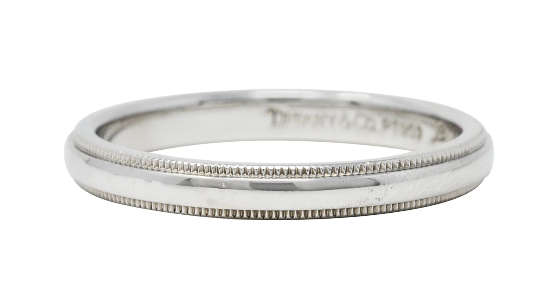 Tiffany & Co. Platinum 3MM Men's Wedding Band Ring - Image 2