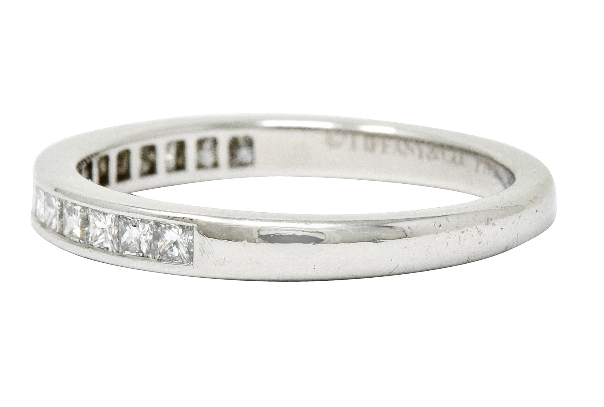 Tiffany & Co. Princess Cut Diamond Platinum Channel Band Ring - Image 5