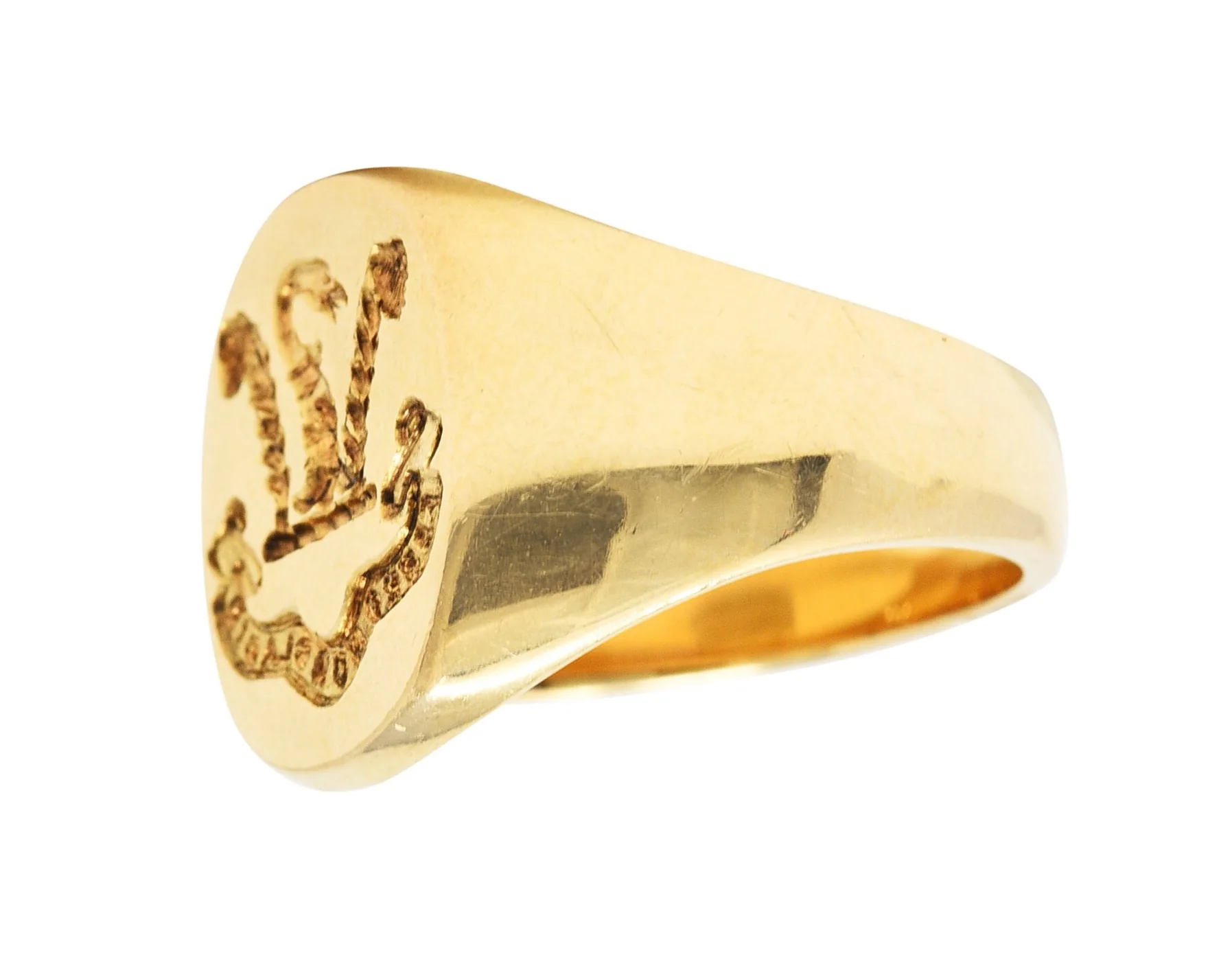Tiffany & Co. Retro 14 Karat Gold Heraldry Swan Unisex Signet Ring - Image 6