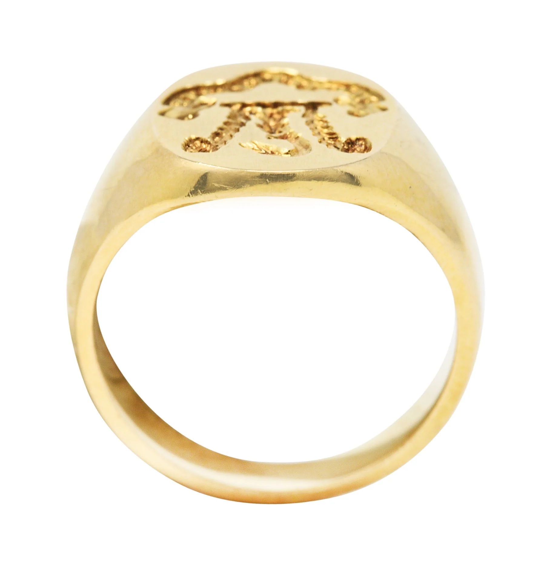 Tiffany & Co. Retro 14 Karat Gold Heraldry Swan Unisex Signet Ring - Image 9