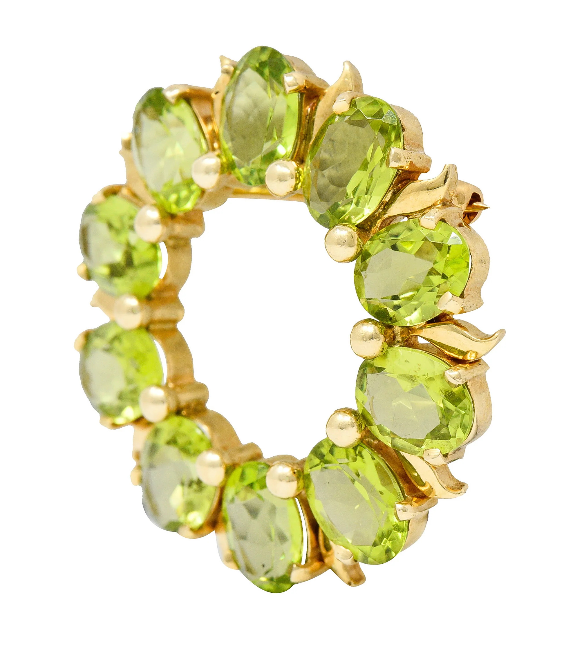 Tiffany & Co. Retro 14 Karat Gold Peridot Circle Brooch - Image 2