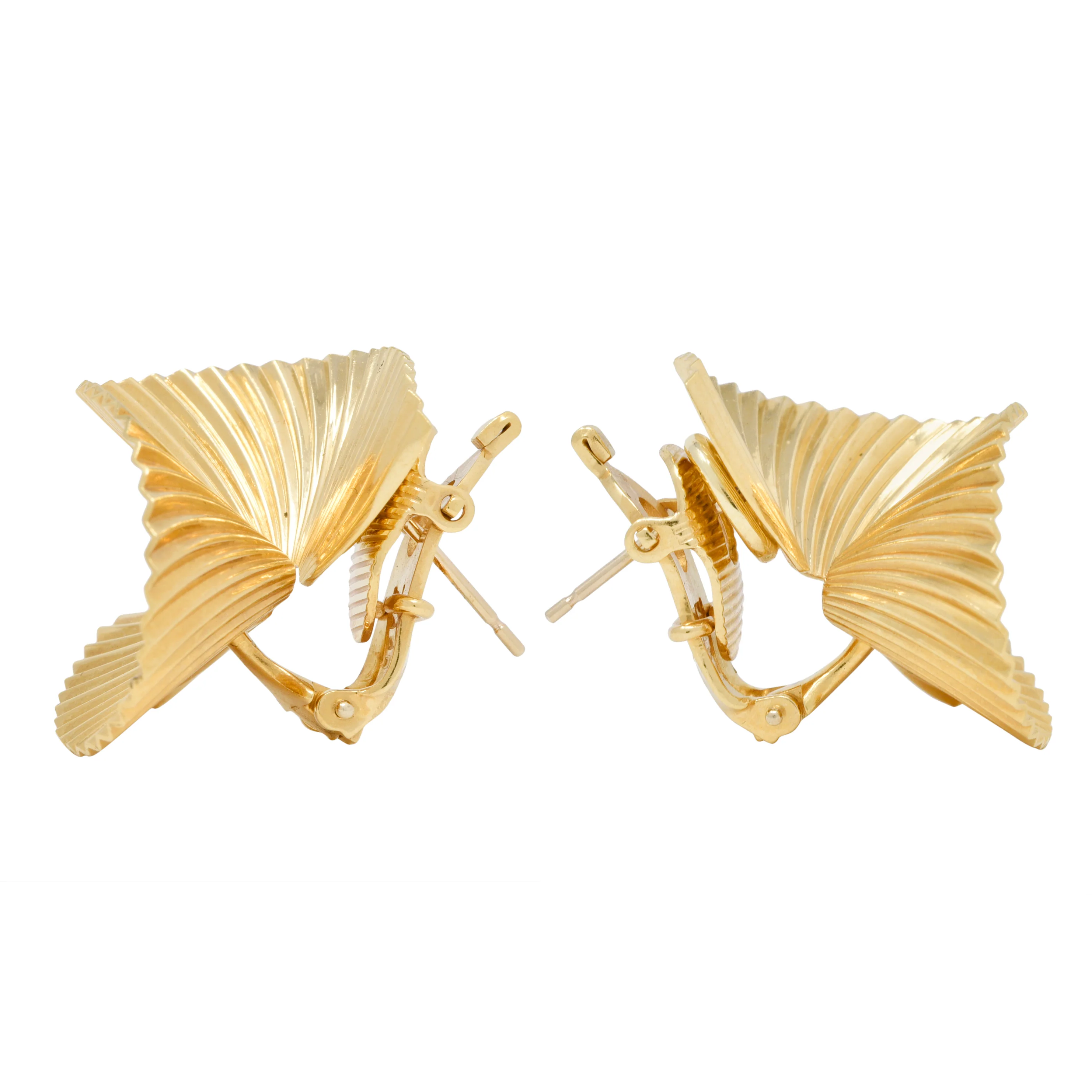 Tiffany & Co. Retro 18 Karat Gold Vintage Fanning Schuler Vintage Earrings - Image 2