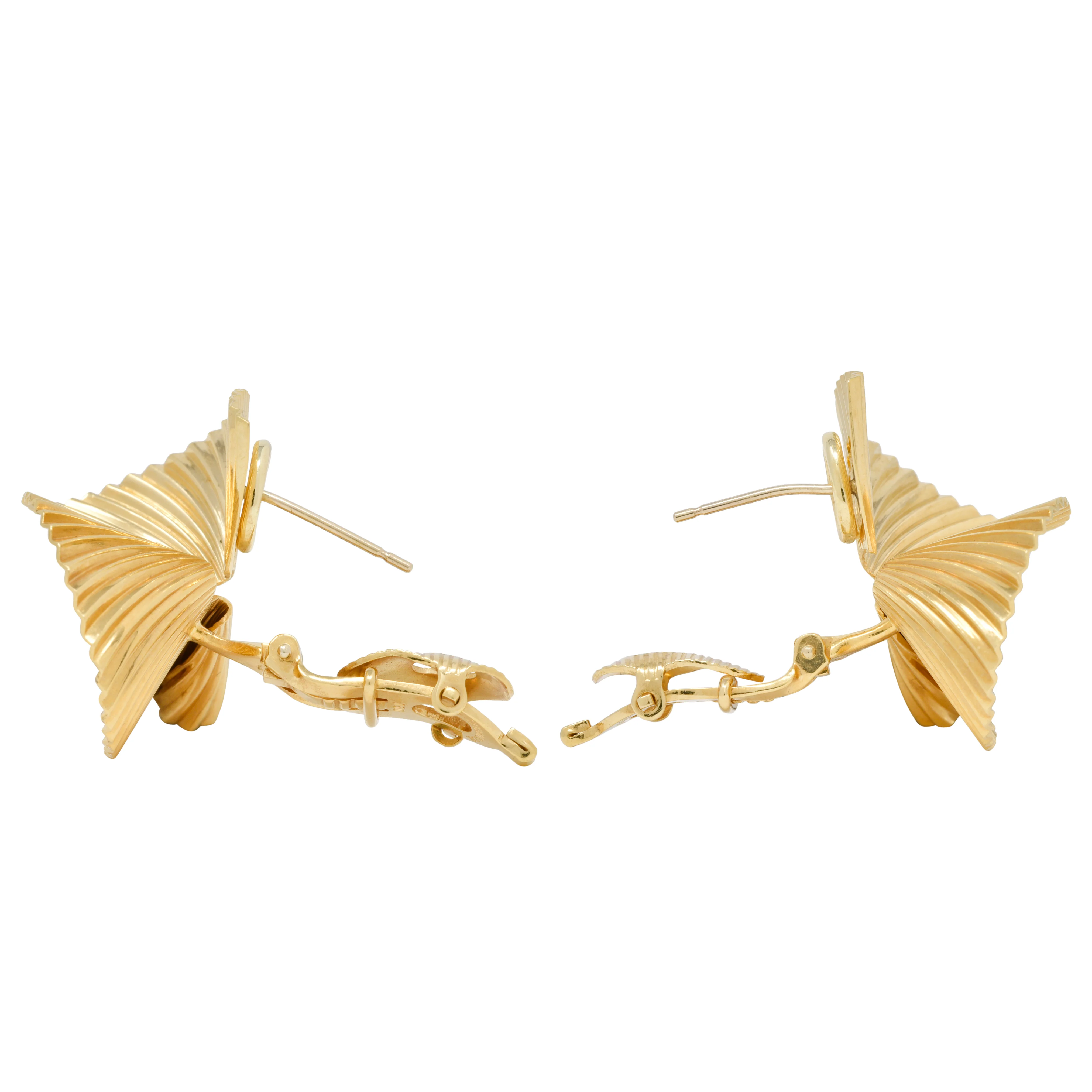Tiffany & Co. Retro 18 Karat Gold Vintage Fanning Schuler Vintage Earrings - Image 4