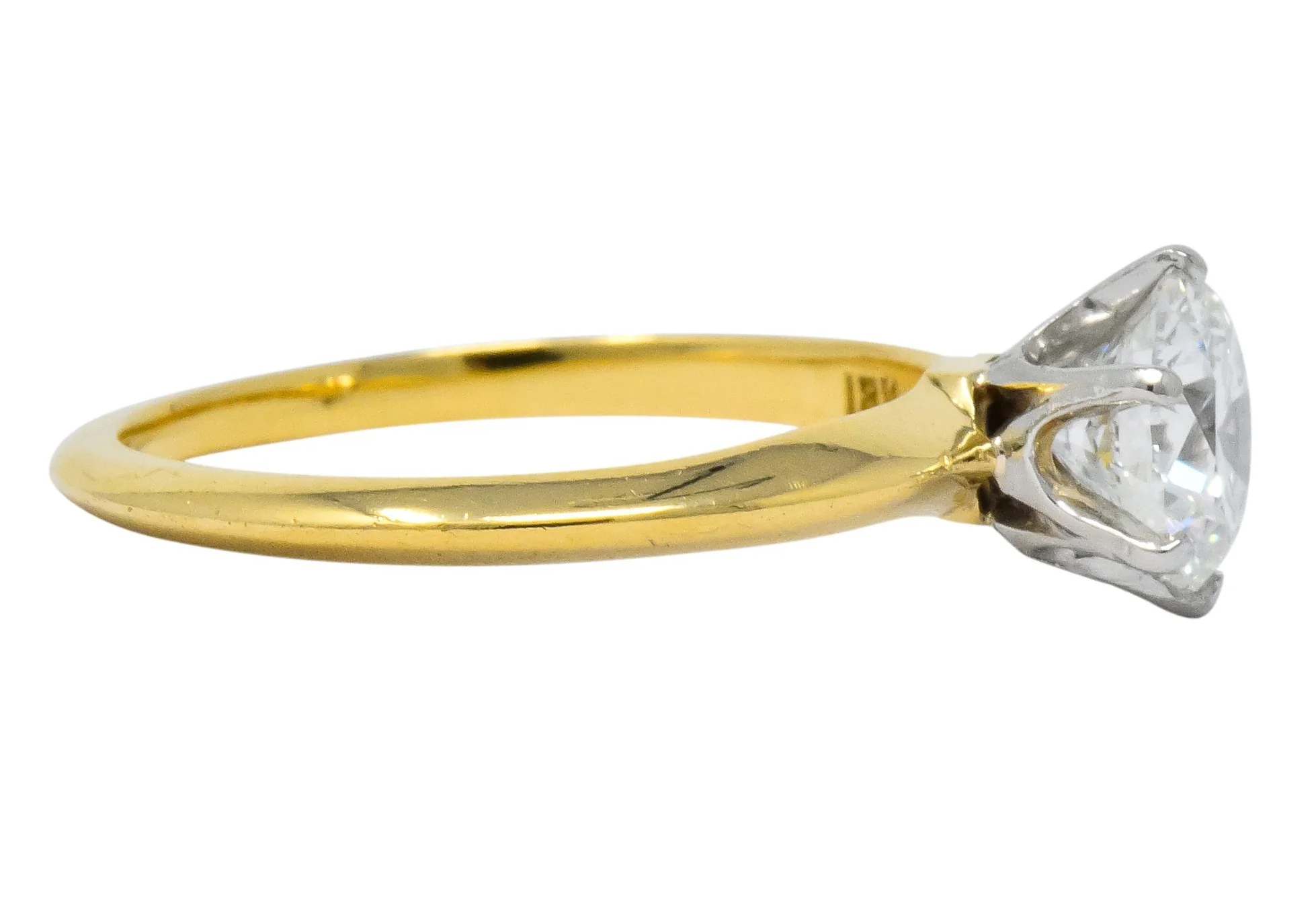 Tiffany & Co. Retro 1950's 1.08 CTW Diamond 18 Karat Gold Platinum Solitaire Engagement Ring GIA - Image 3