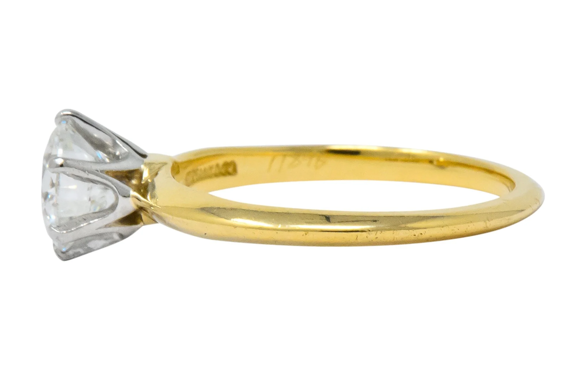 Tiffany & Co. Retro 1950's 1.08 CTW Diamond 18 Karat Gold Platinum Solitaire Engagement Ring GIA - Image 6