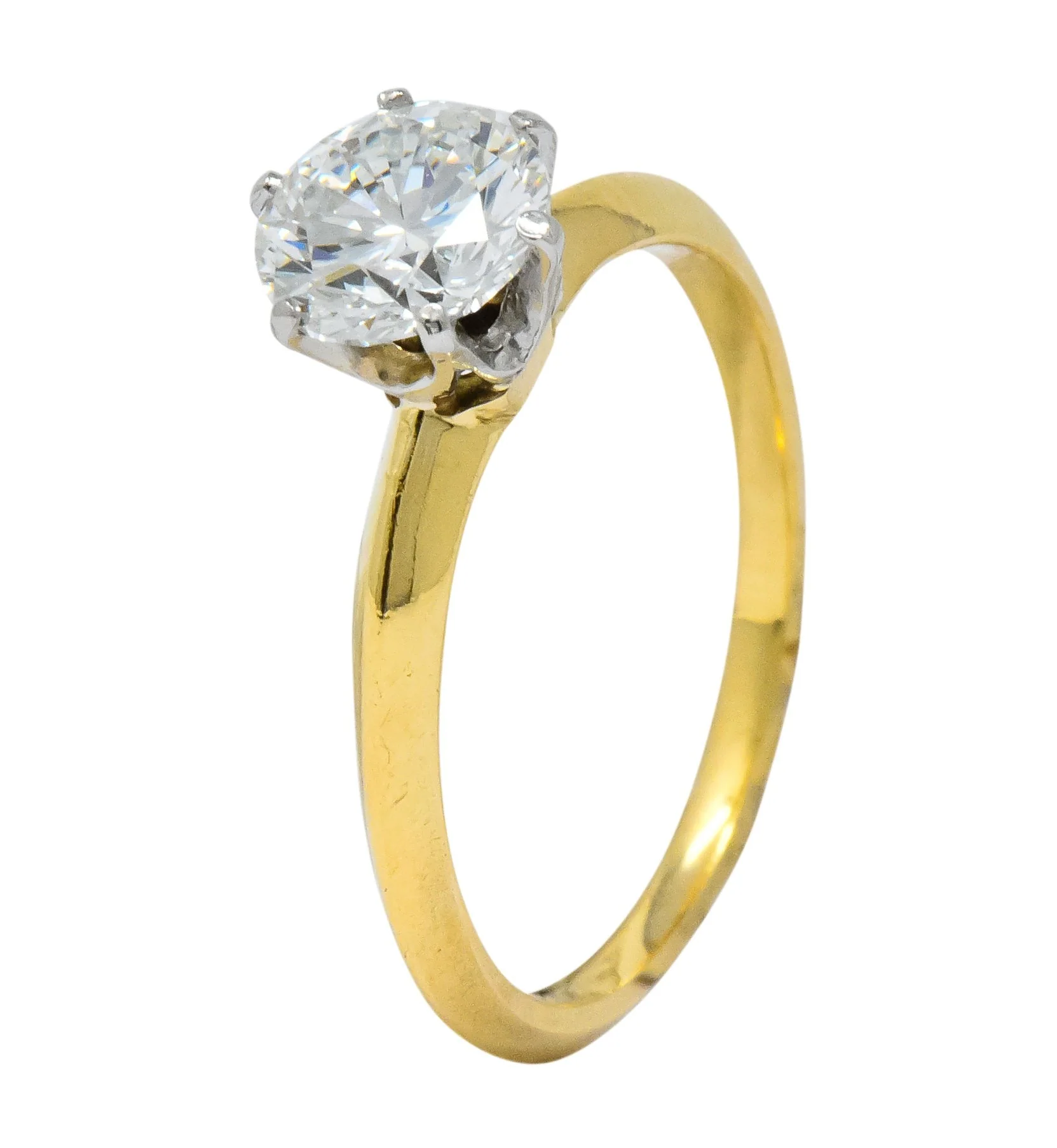 Tiffany & Co. Retro 1950's 1.08 CTW Diamond 18 Karat Gold Platinum Solitaire Engagement Ring GIA - Image 8