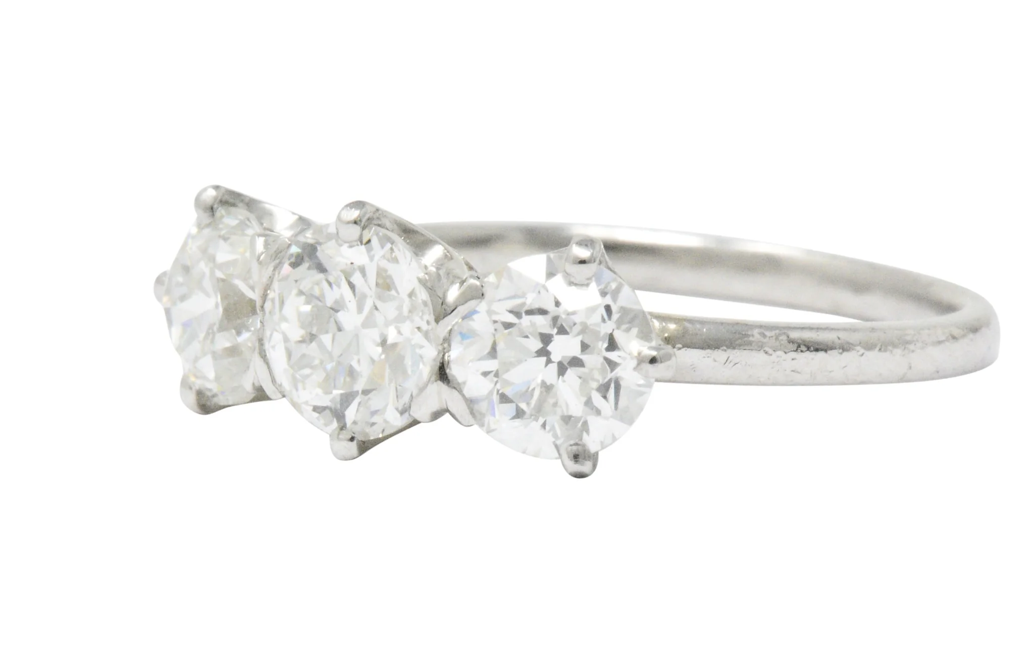 Tiffany & Co. Retro 2.19 CTW Diamond Platinum Three Stone Ring GIA - Image 2