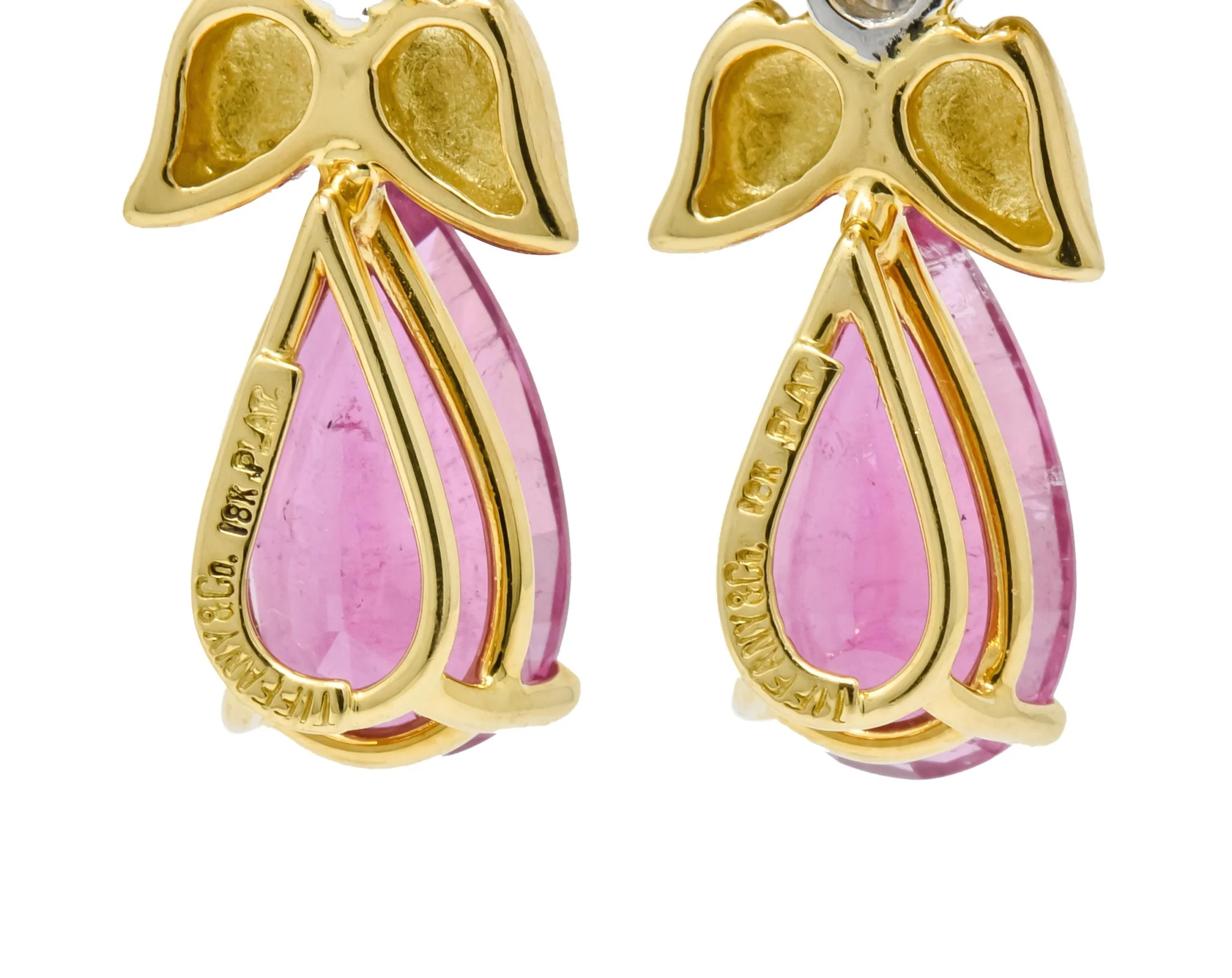 Tiffany & Co. Retro 4.85 CTW Tourmaline Diamond Platinum-Topped 18 Karat Gold Bow Earrings - Image 5