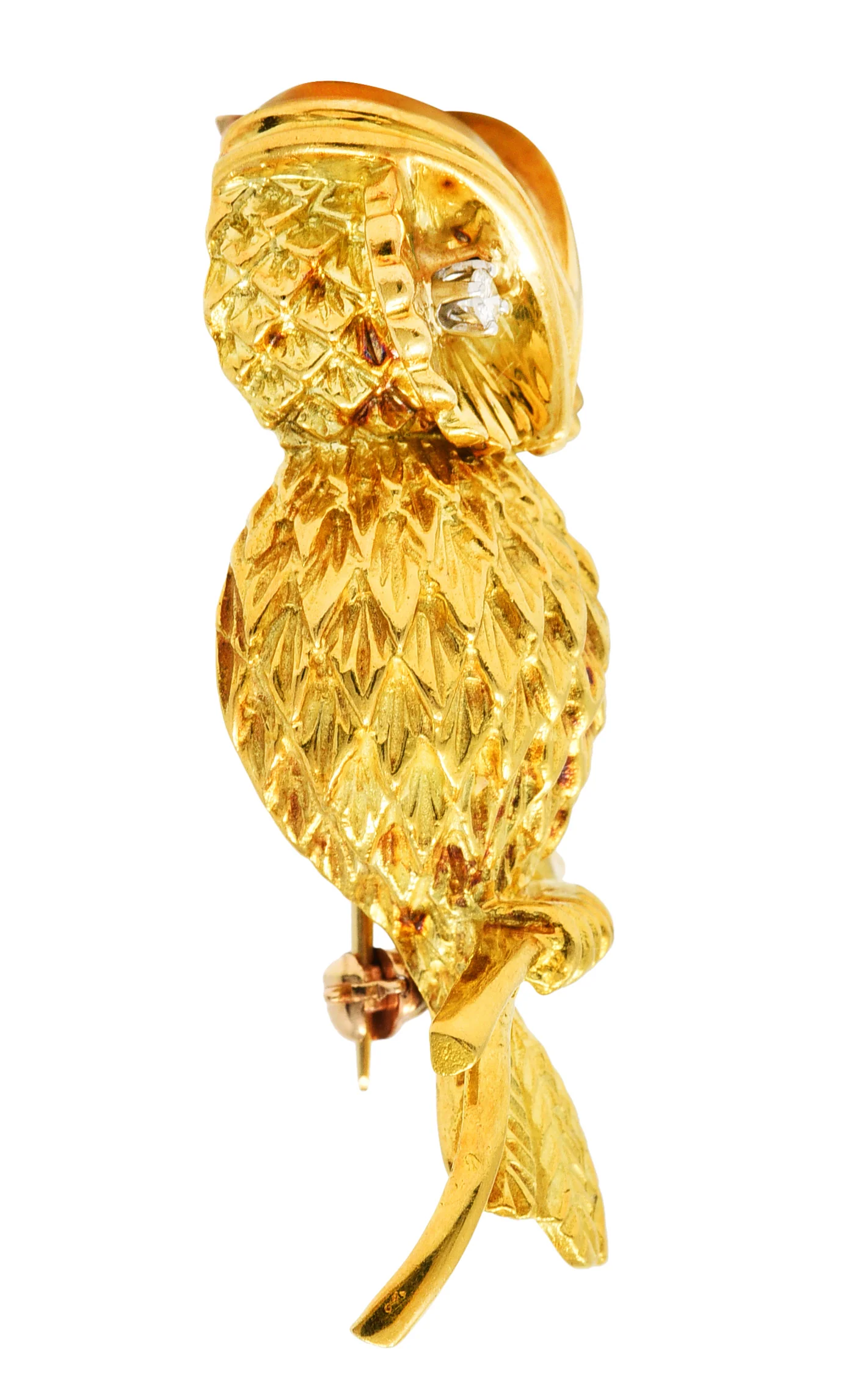 Tiffany & Co. Retro Diamond 18 Karat Gold Owl Brooch - Image 2