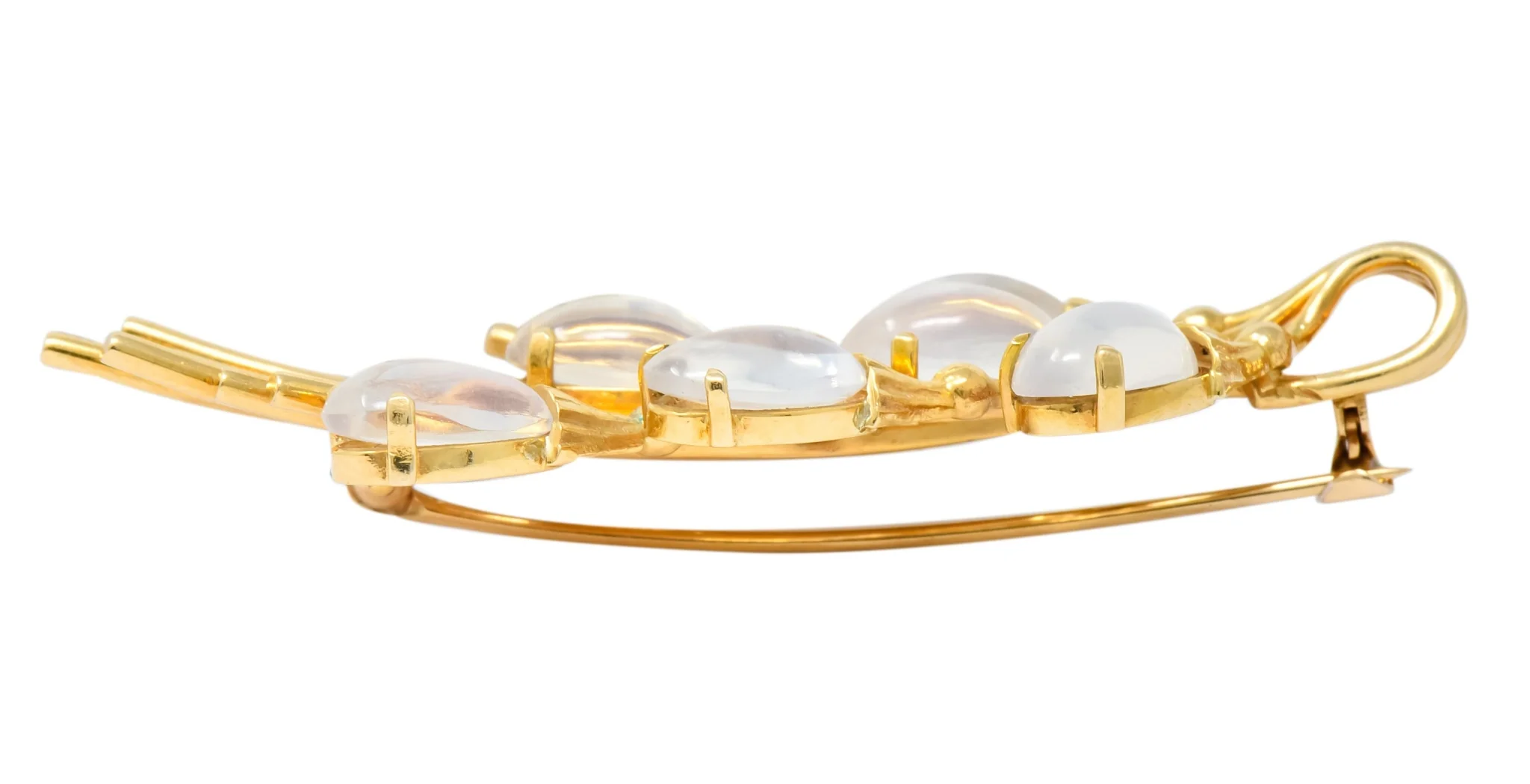 Tiffany & Co. Retro Moonstone 14 Karat Gold Cattail Brooch - Image 8