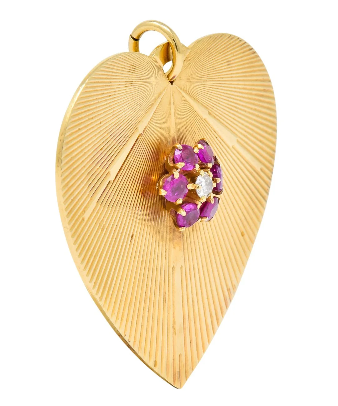 Tiffany & Co. Retro Ruby Diamond 14 Karat Gold Oversized Heart Pendant - Image 3