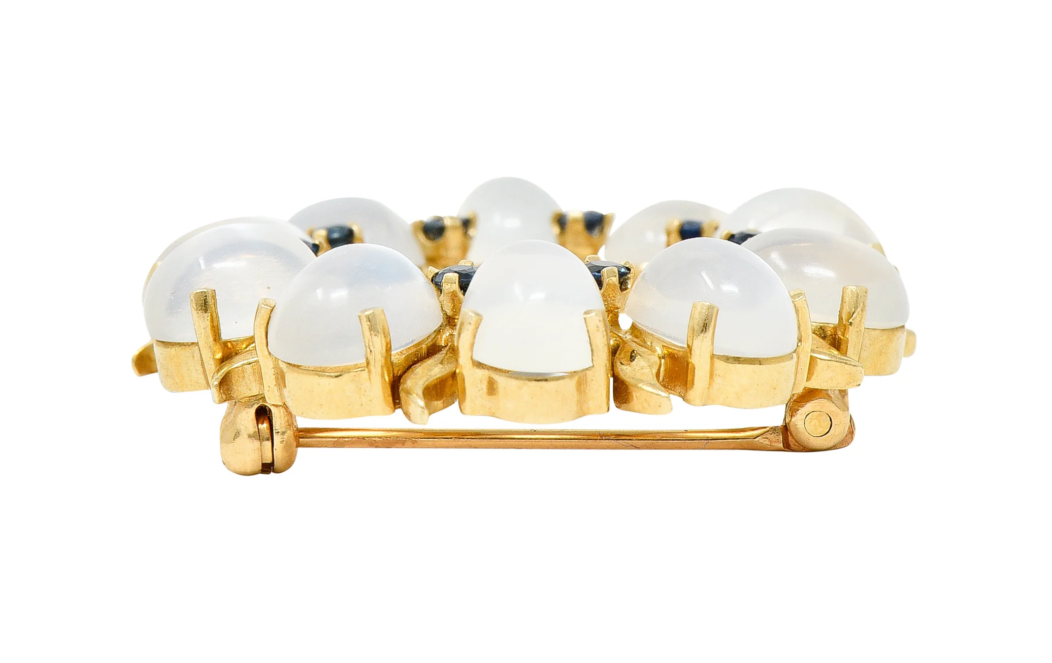 Tiffany & Co. Retro Sapphire Moonstone 14 Karat Gold Wreath Brooch - Image 8