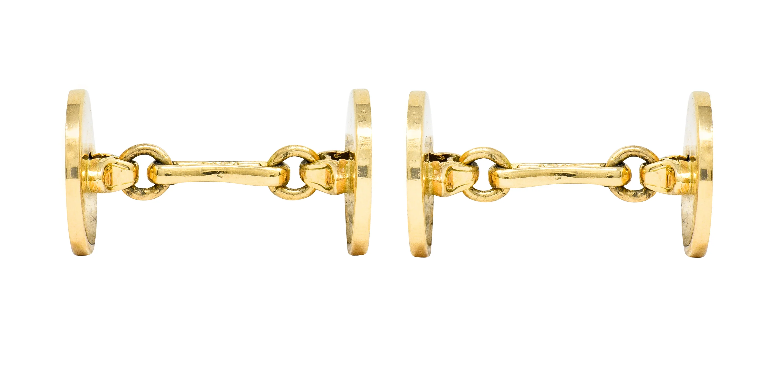Tiffany & Co. Sapphire 14 Karat Gold Retro Men's Radiating Disk Cufflink Dress Set - Image 4