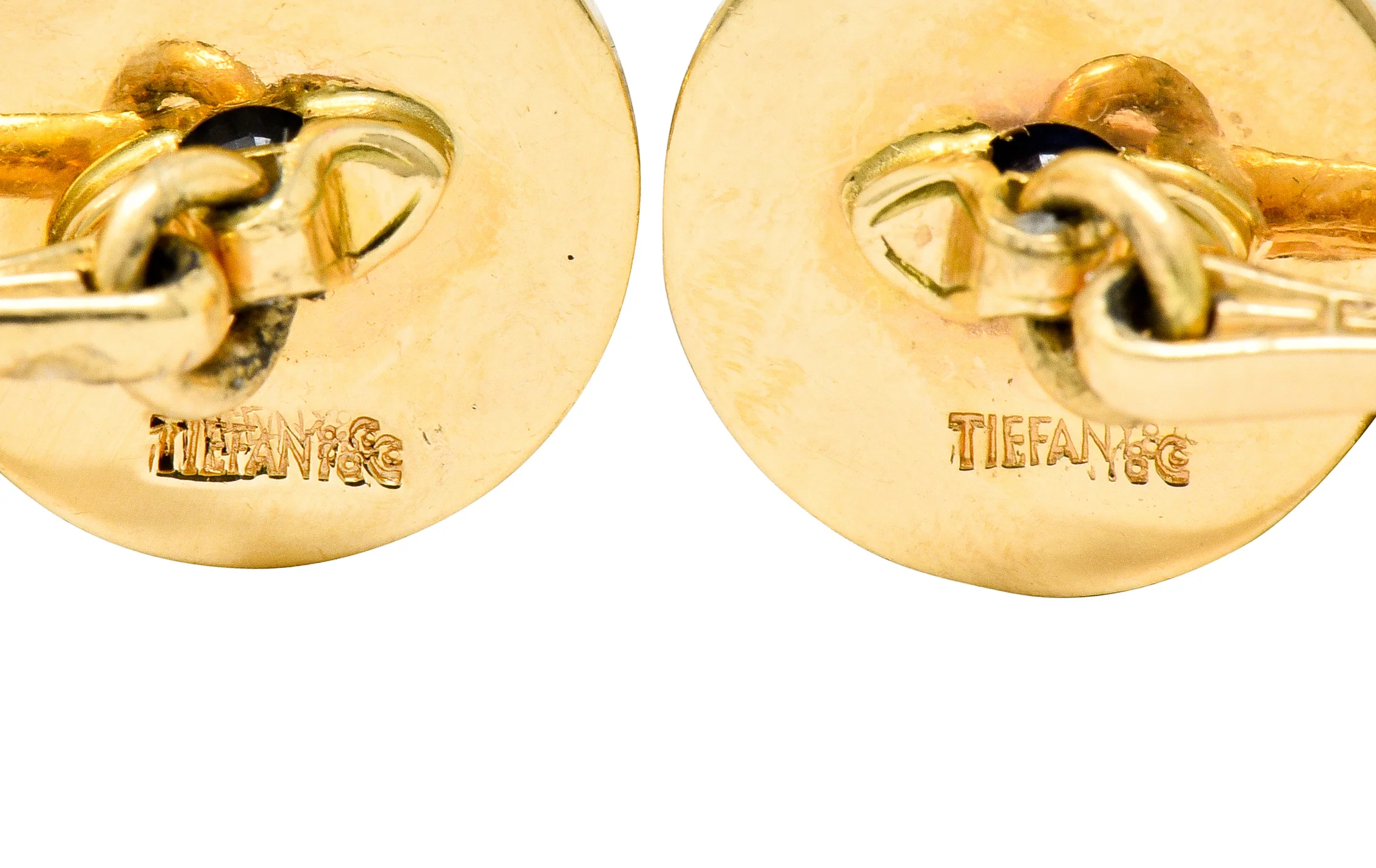 Tiffany & Co. Sapphire 14 Karat Gold Retro Men's Radiating Disk Cufflink Dress Set - Image 5