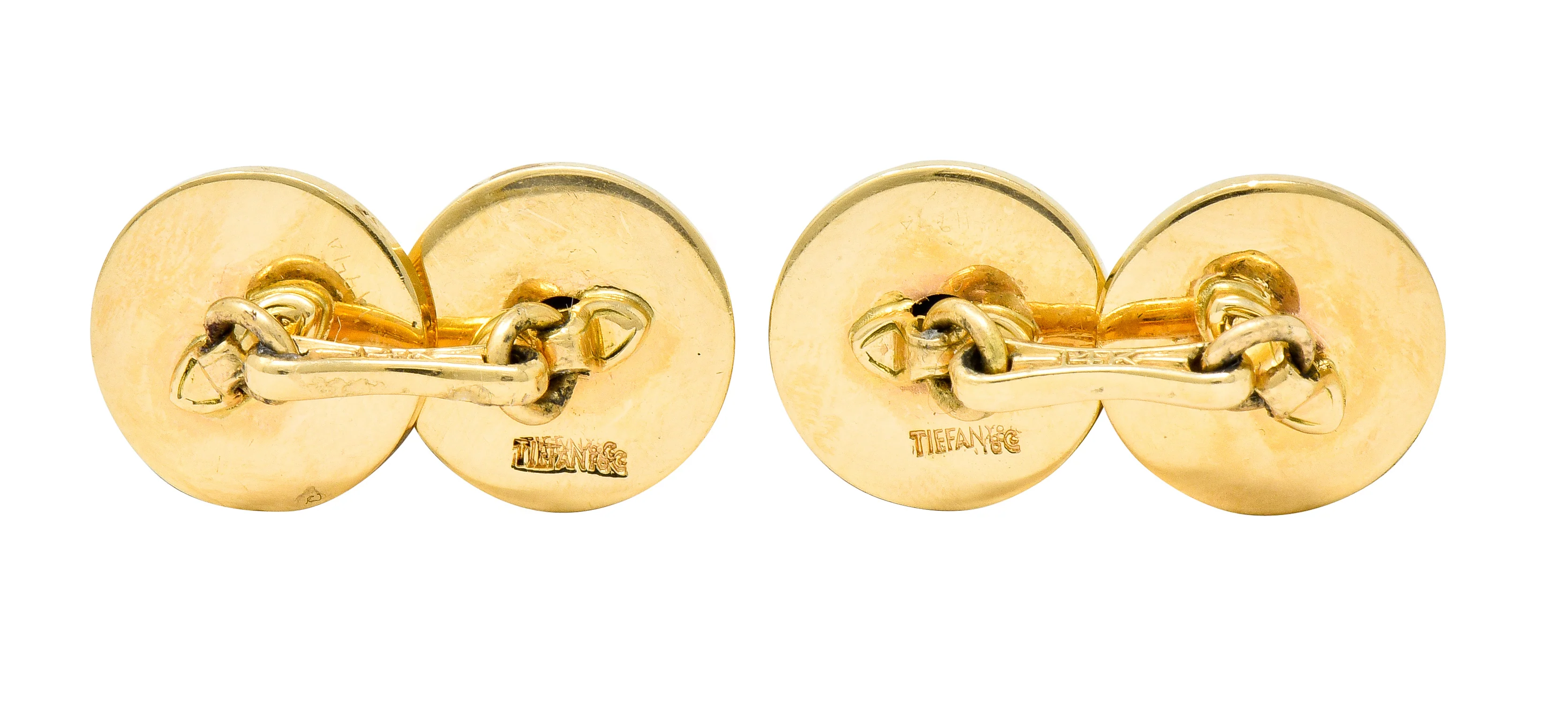 Tiffany & Co. Sapphire 14 Karat Gold Retro Men's Radiating Disk Cufflink Dress Set - Image 6