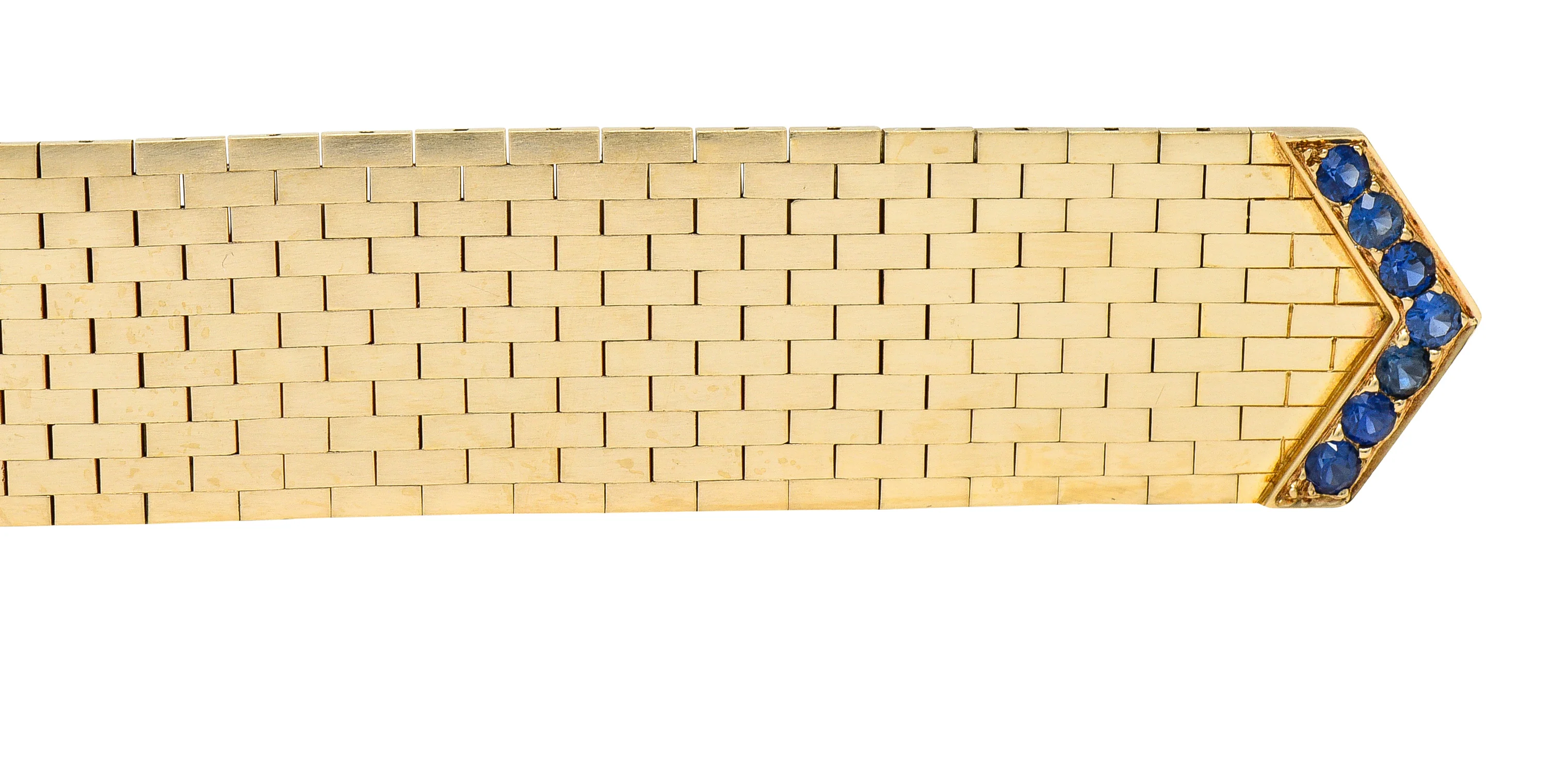 Tiffany & Co. Sapphire Diamond Platinum 14 Karat Yellow Gold Woven Mesh Belt Buckle Vintage Bracelet - Image 11