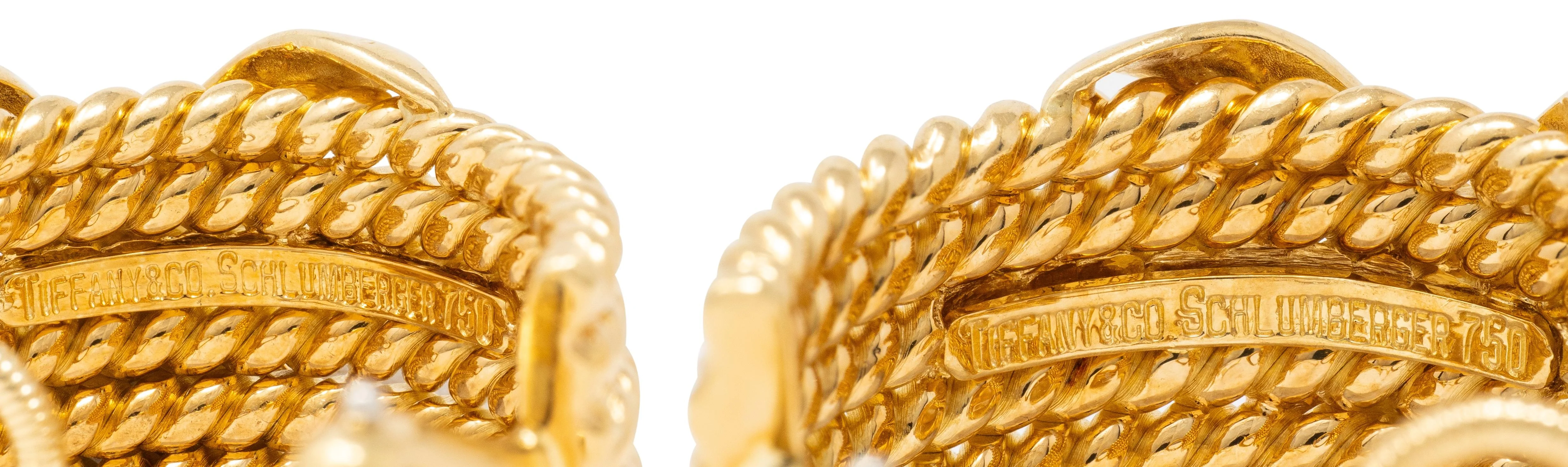 Tiffany & Co. Schlumberger 18 Karat Yellow Gold Vintage Twisted 6 Rope X J-Hoop Ear-Clip Earrings - Image 6