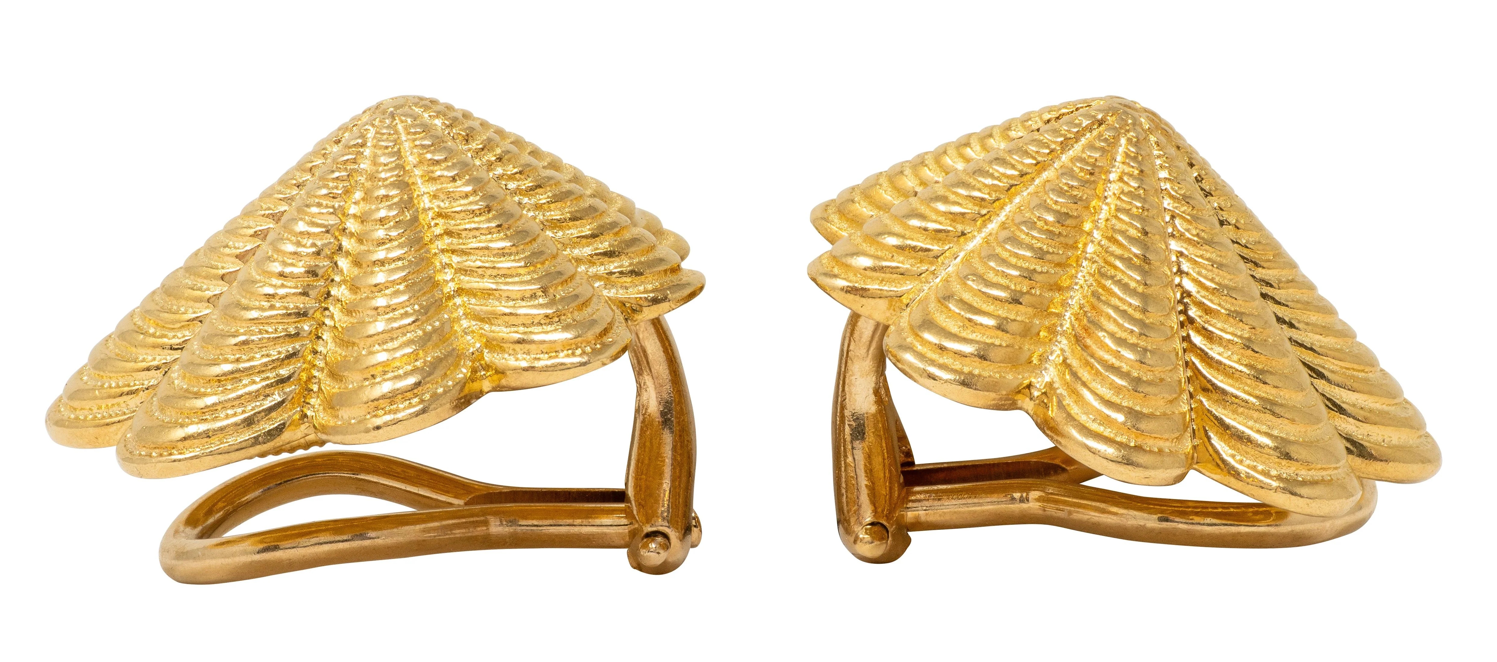 Tiffany & Co. Schlumberger 1960's 18 Karat Yellow Gold Vintage Shell Ear-Clip Earrings - Image 7
