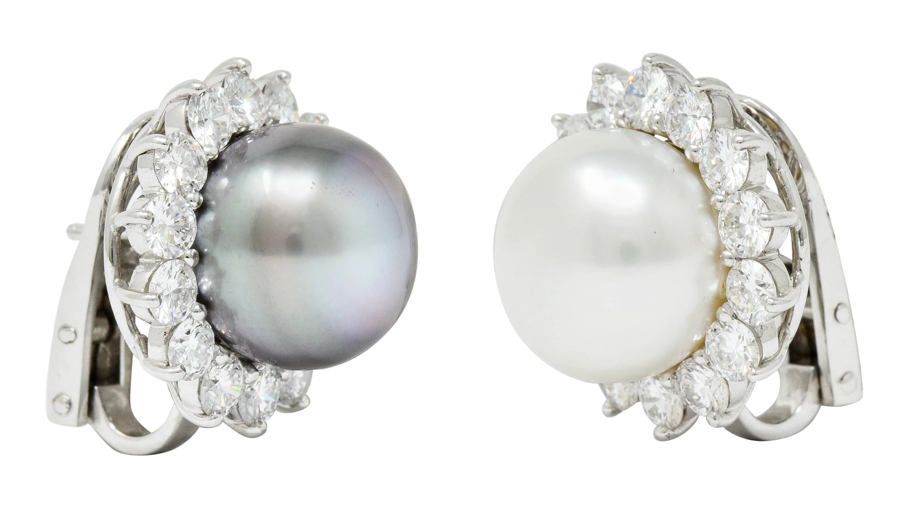 Tiffany & Co. South Sea Pearl 4.50 CTW Diamond Platinum Cluster Earrings - Image 8